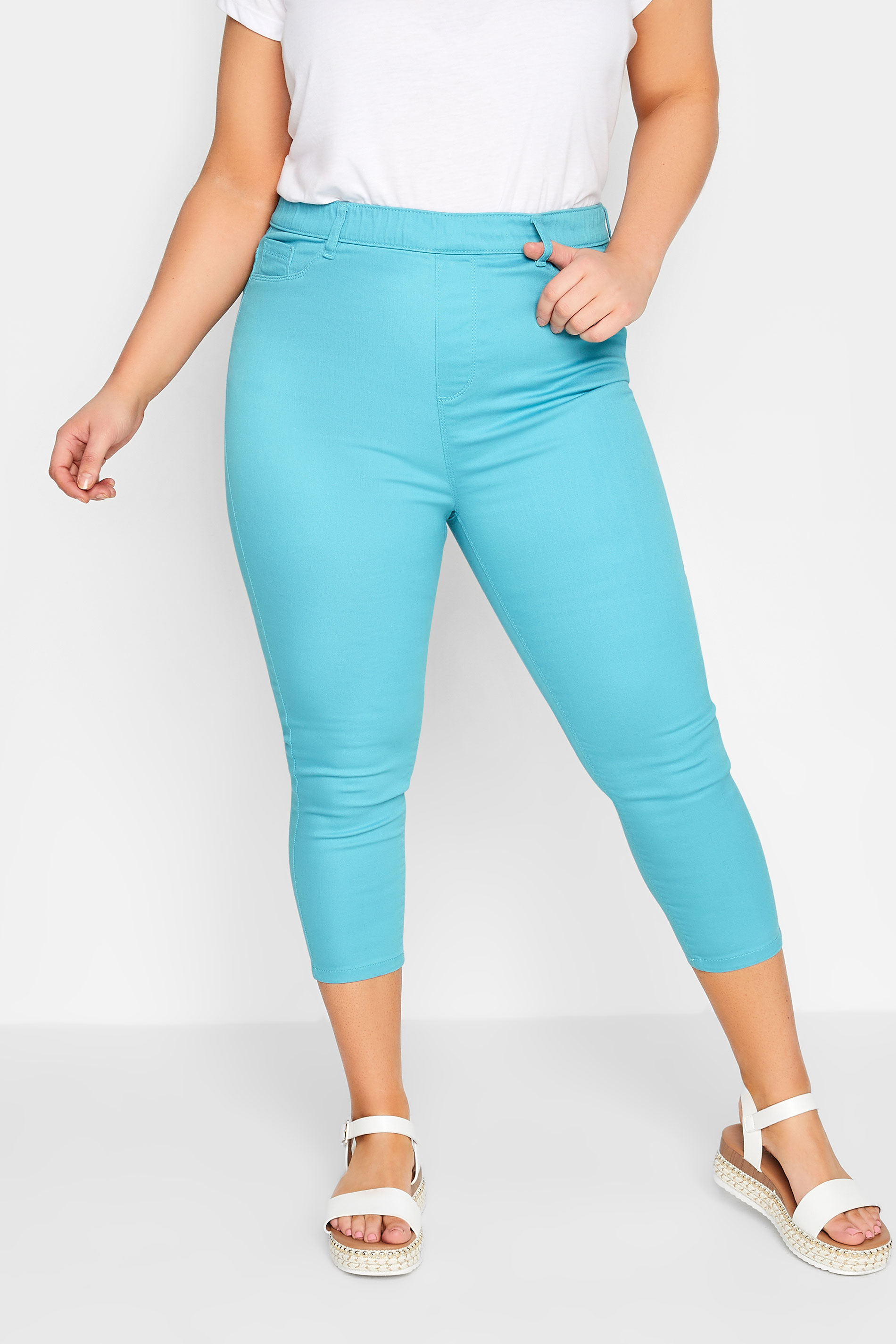 Yours Jeggings Capri Elásticos Azul Agua Grace, Mujer Curvy Y Tallas Grandes, Yours