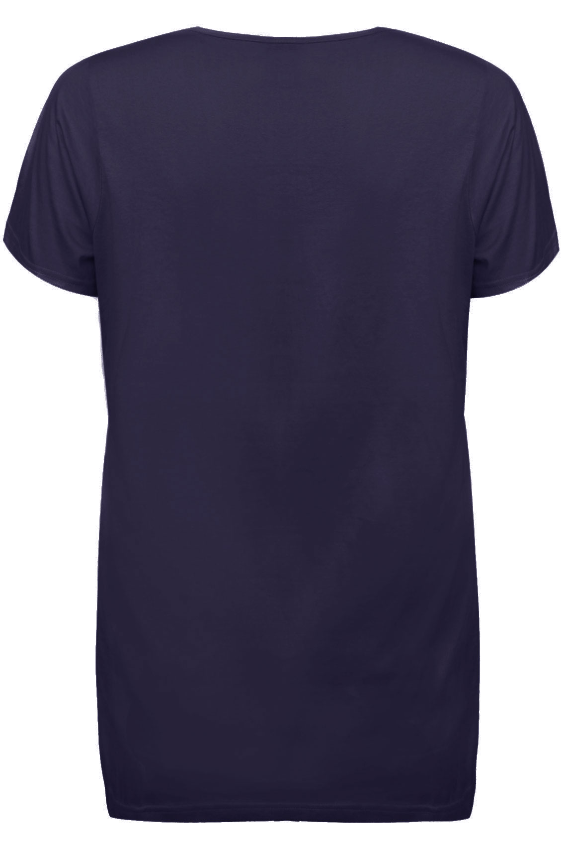 Navy Plain Basic Short Sleeved V Neck T Shirt Plus Size 16 18 20 22 24