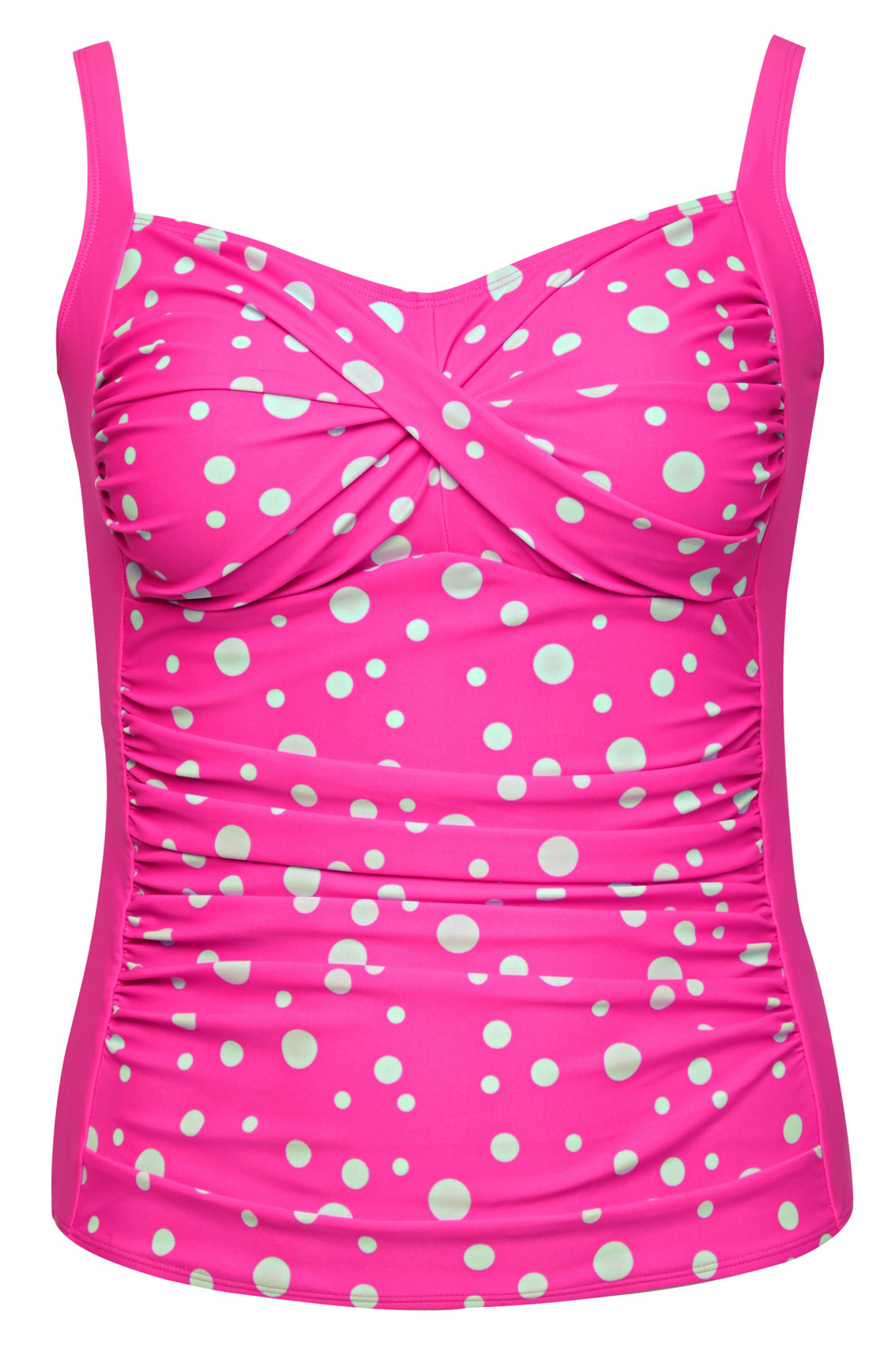 Fuchsia Pink Polka Dot Tankini Top With Tummy Control Plus Size 1618 3634