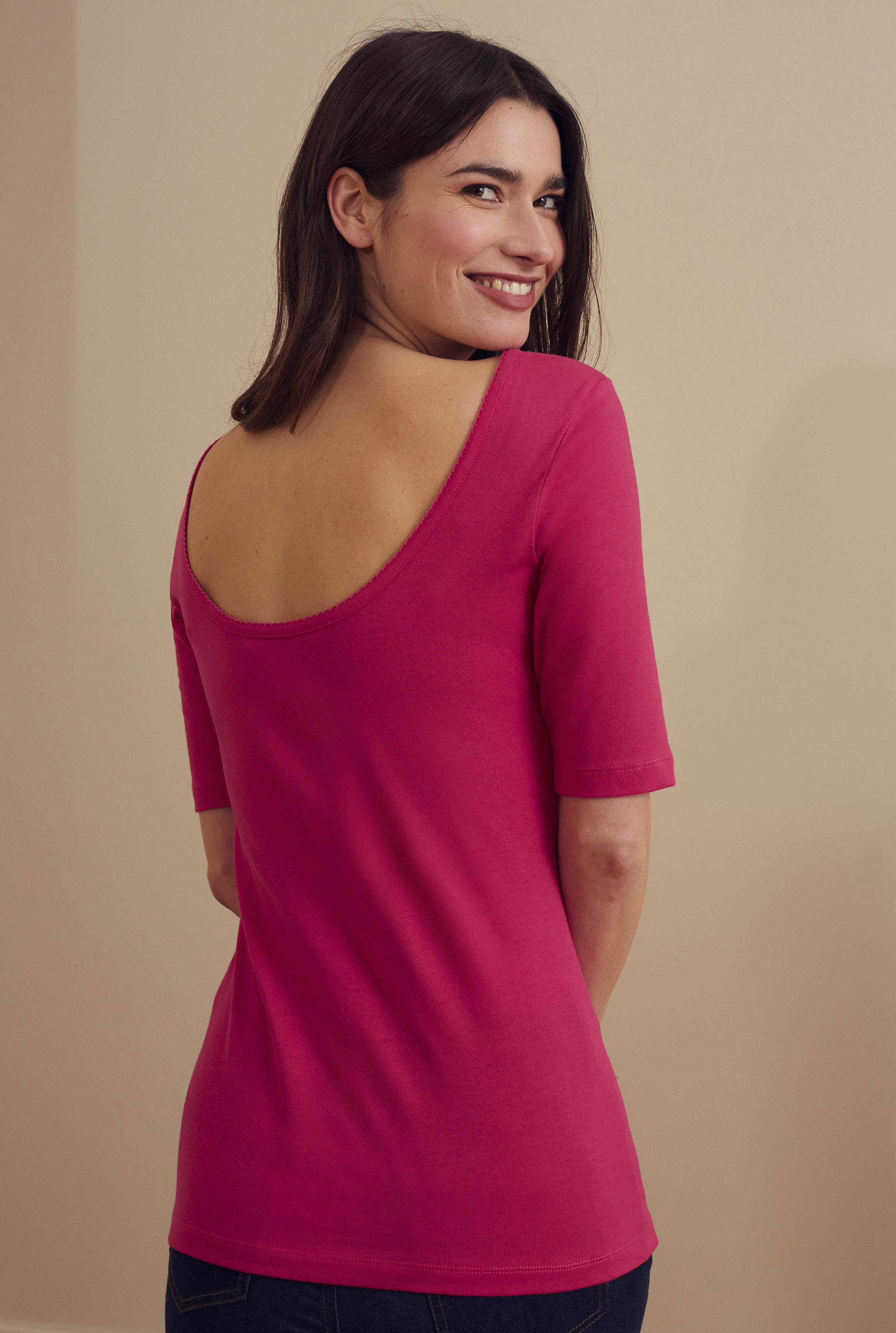 The Elbow Sleeve Cotton Scoop Back Tee
