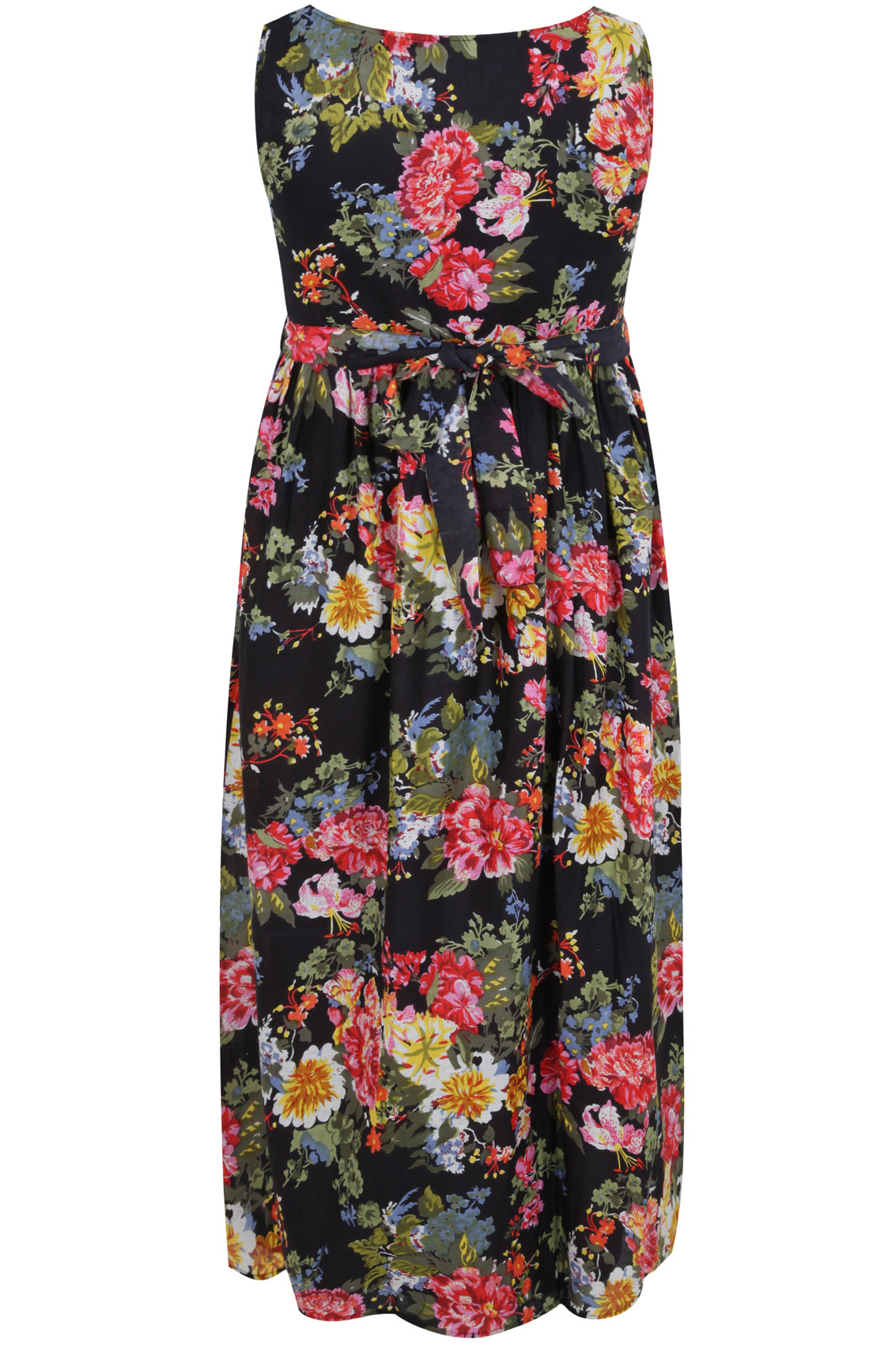 Floral Print Cotton Maxi Dress With Bead Embellishment plus Size 14 to 36