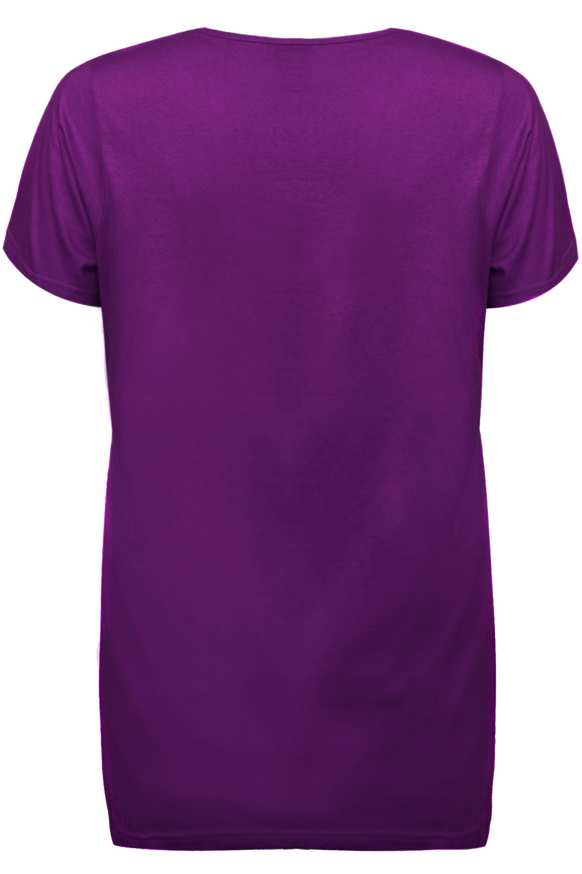 Purple Plain Basic Short Sleeved V Neck T Shirt Plus Size 16 To 32
