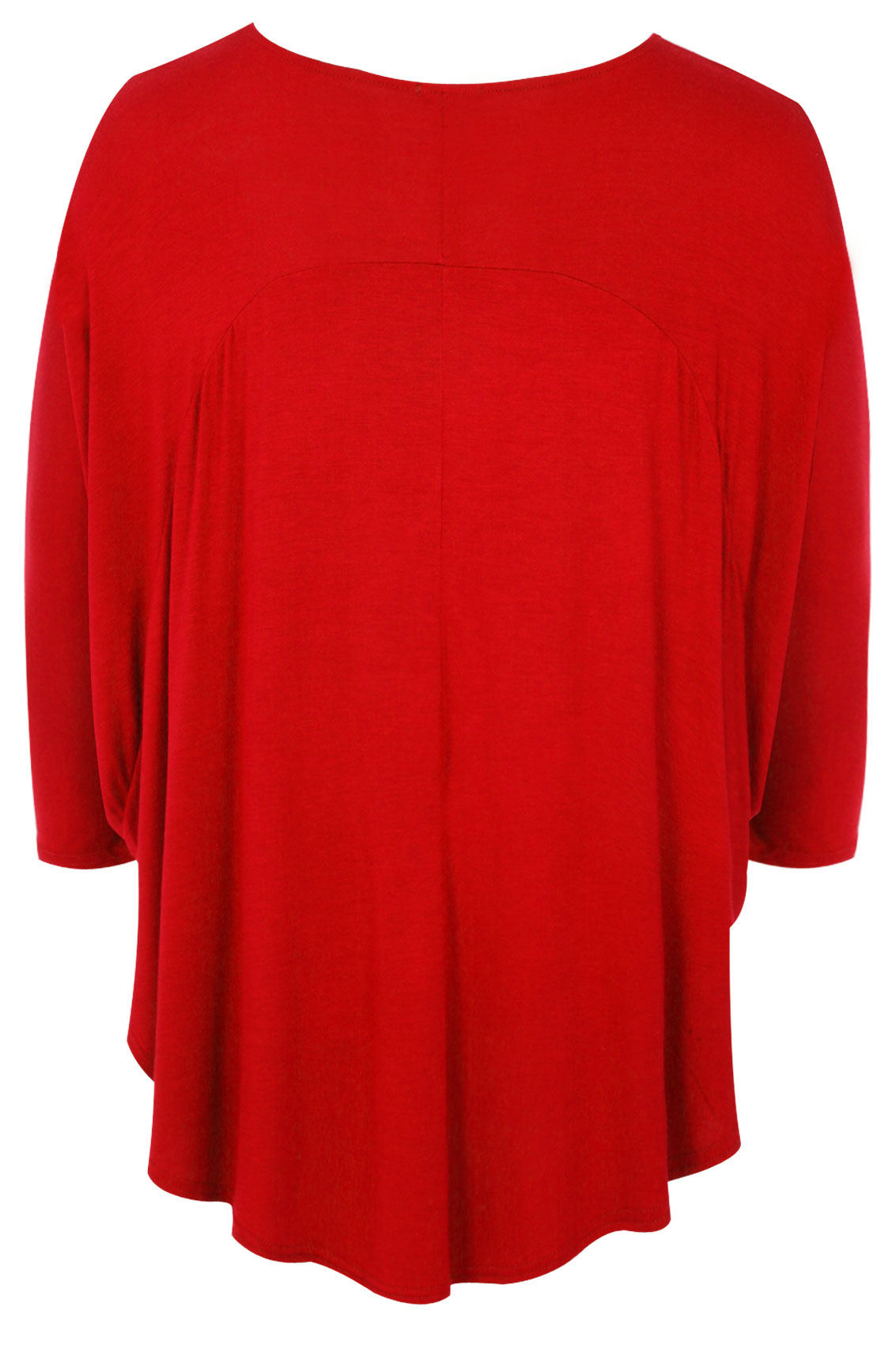 Red Panelled Longline Jersey Top With Curved Hem plus size 14,16,18,20 ...