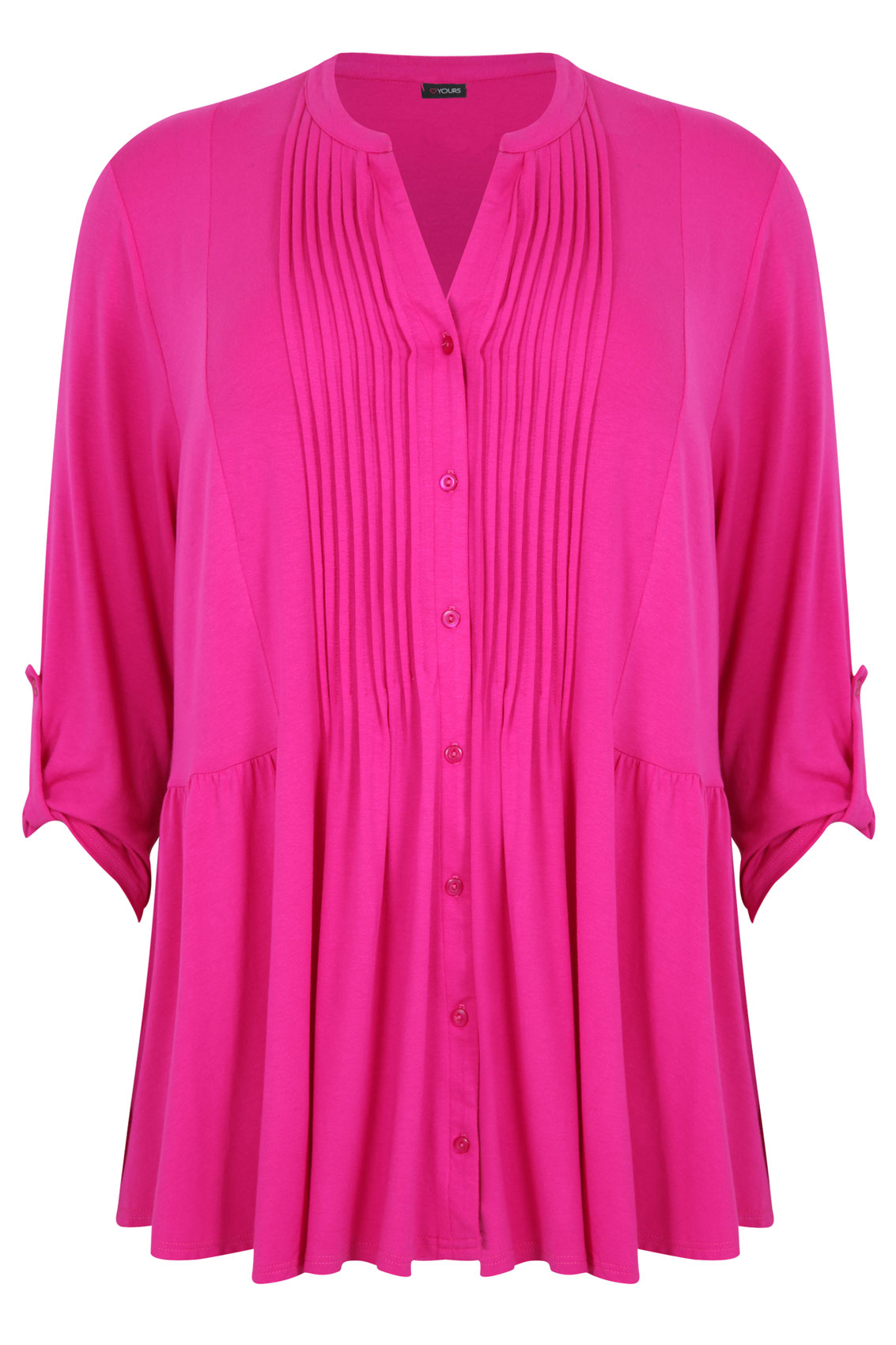 Magenta Pintuck Shirt With 3/4 Length Sleeves Plus Size 16,18,20,22,24 ...