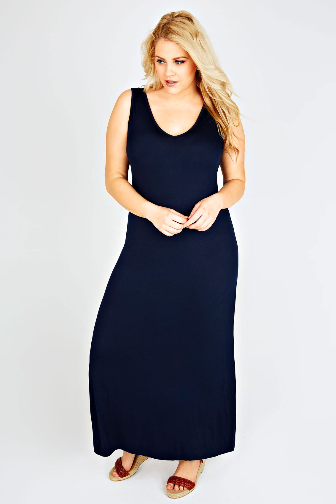 V neck plain maxi dress – Cheap ladies plus sizes, wholesale europe ...