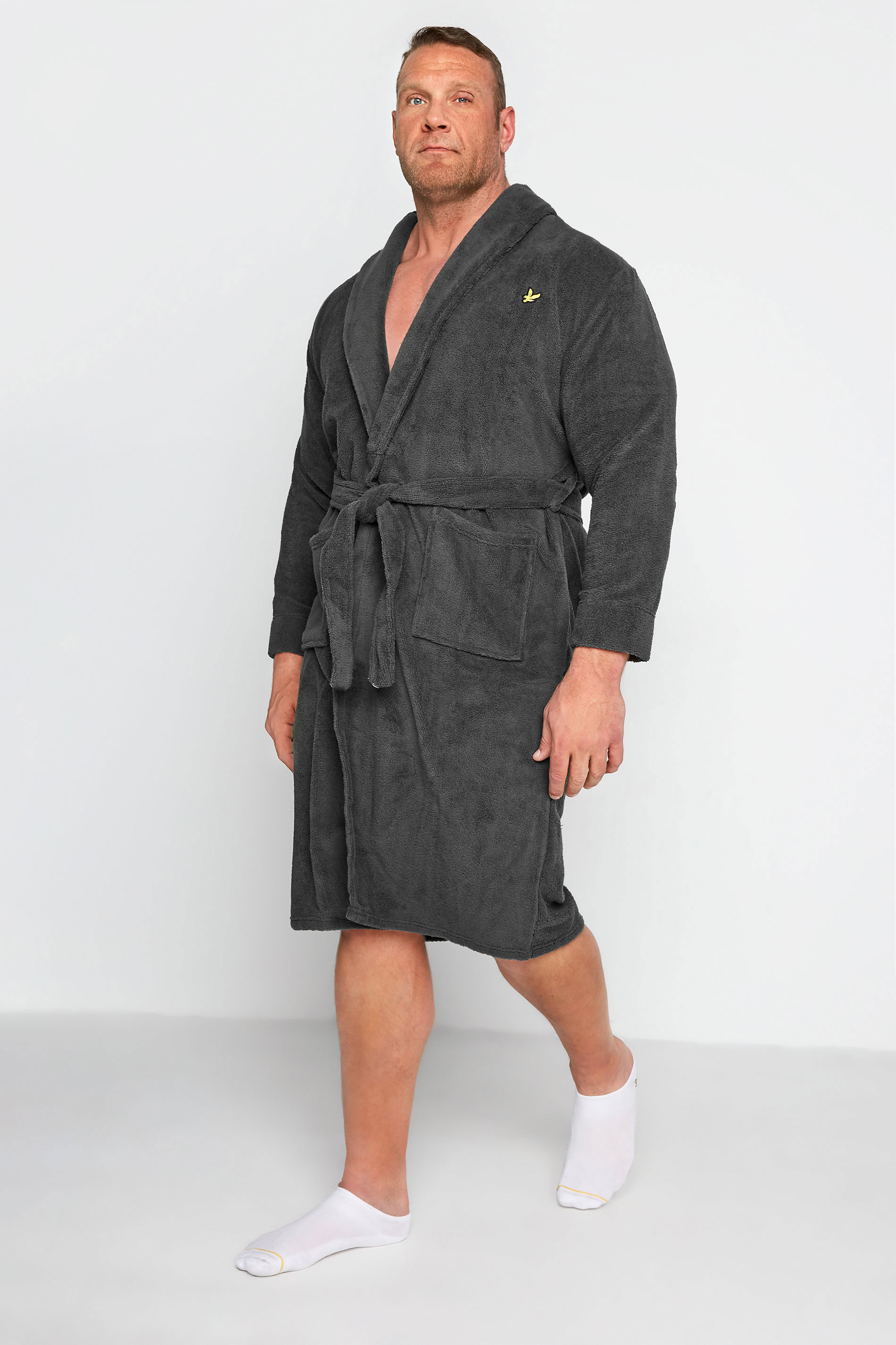 Image of Size 2Xl Mens Lyle & Scott Big & Tall Charcoal Grey Lucas Dressing Gown Big & Tall