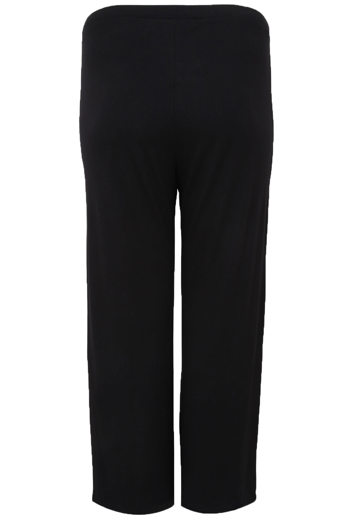 Black Wide Leg Pull On Stretch Jersey Yoga Trousers Plus Size 16 To 36