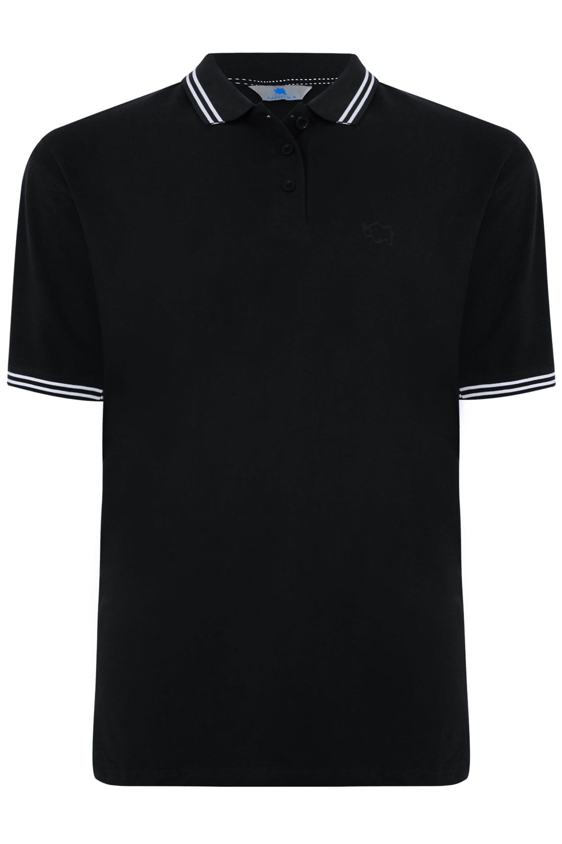 2 PACK BadRhino Black & White Polo Shirt With White Stripe Detail