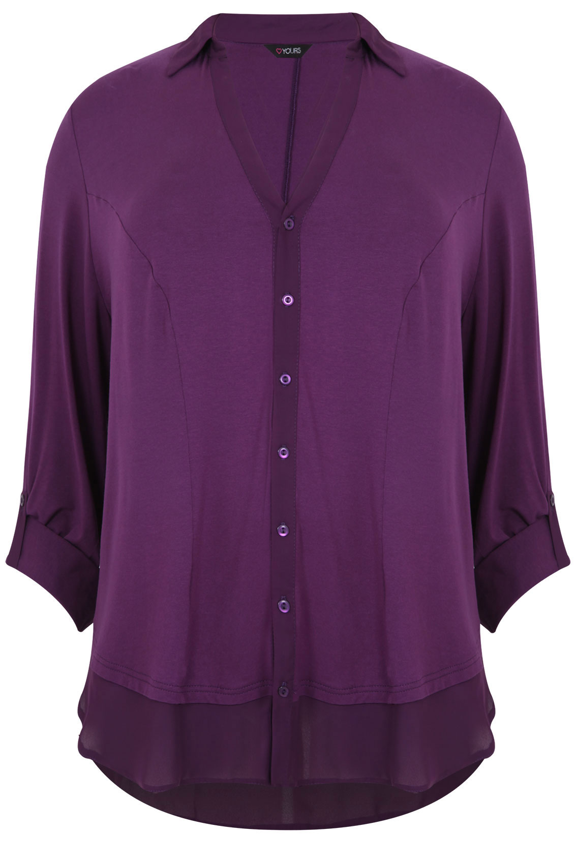 Purple Jersey Blouse With sheer Dip Back Hem Plus size 16,18,20,22,24 ...