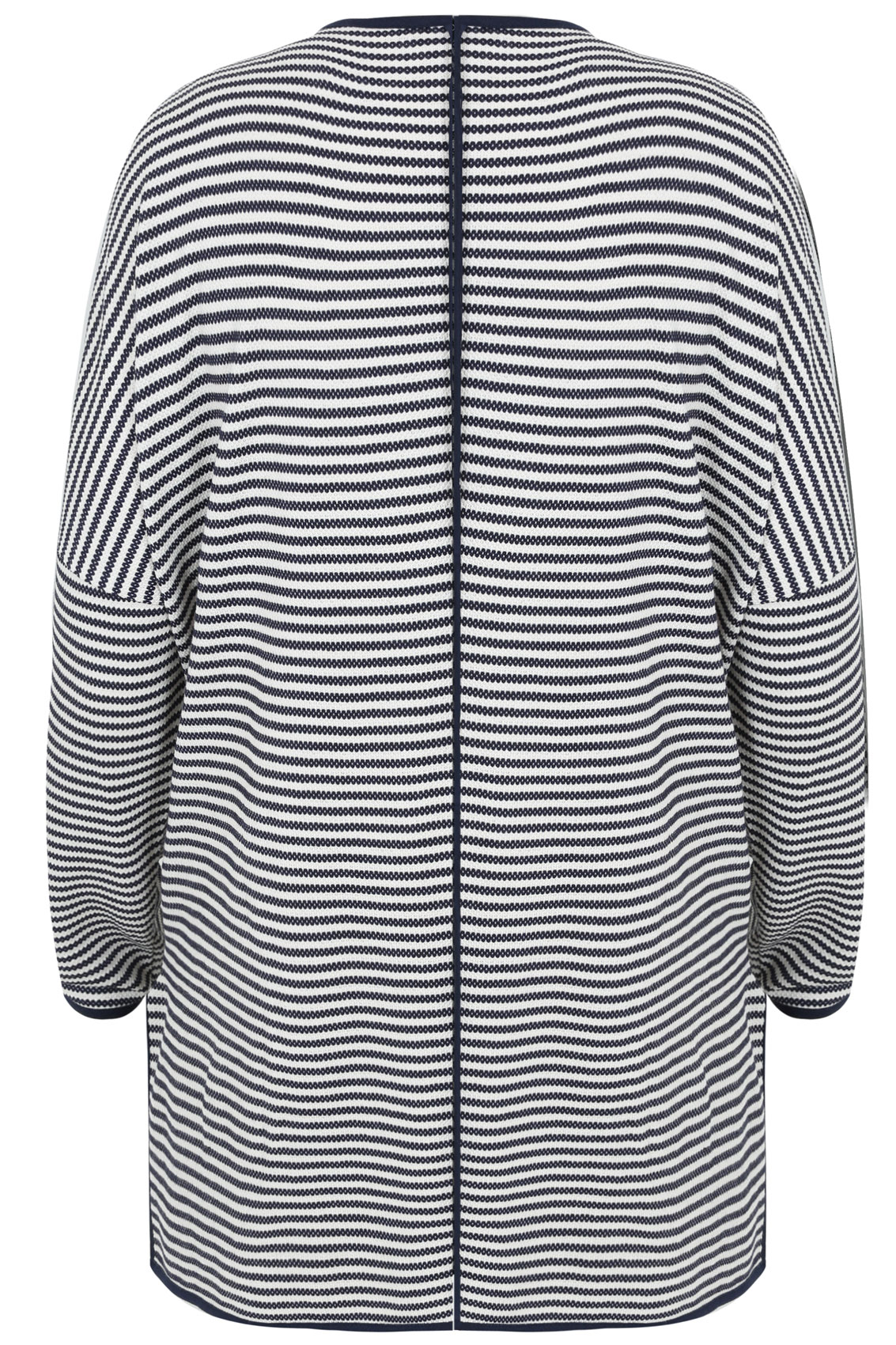 White & Navy Striped Waterfall Front Jacket plus Size 14 to 32
