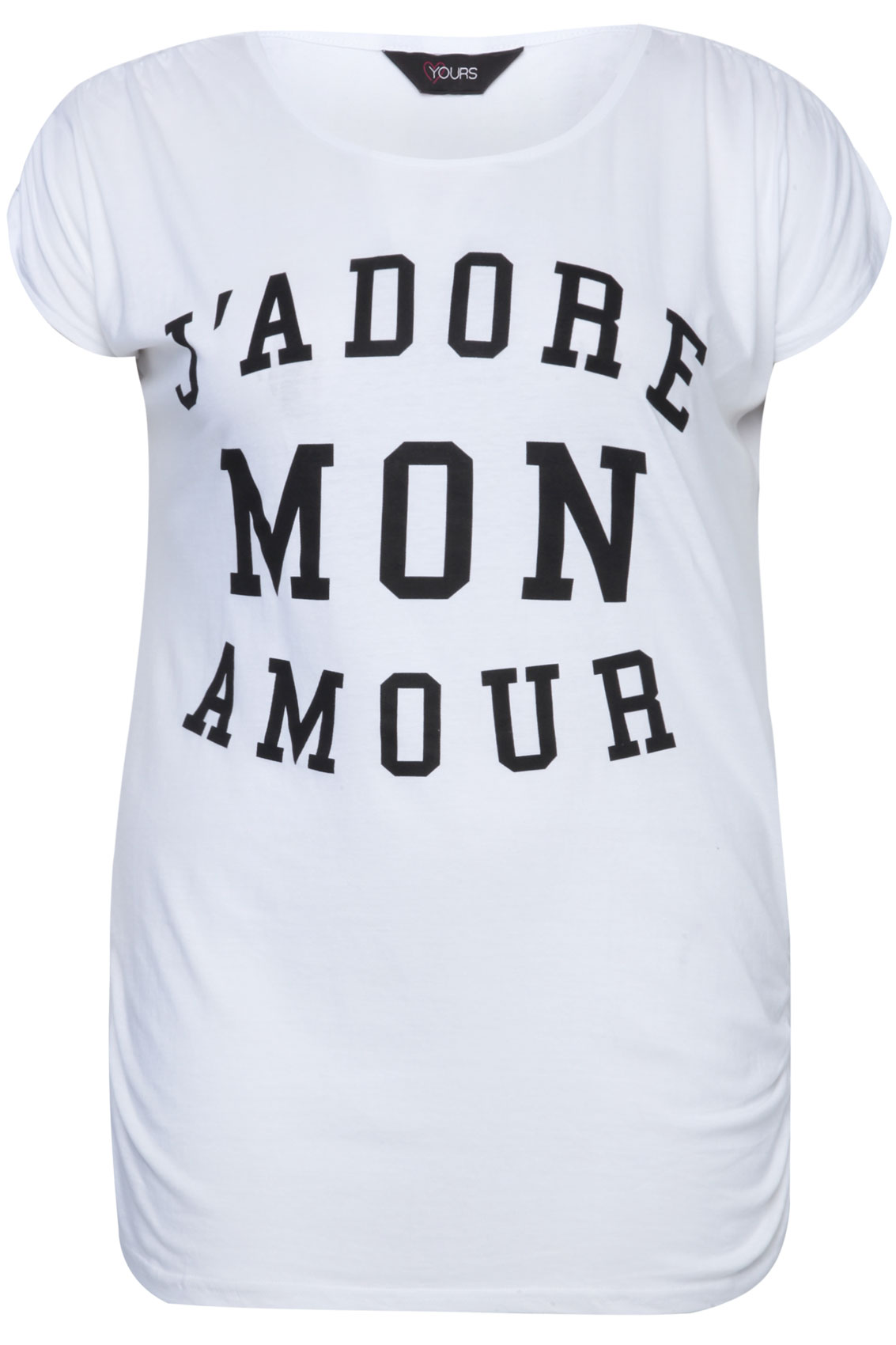 White JAdore Mon Amour Slogan Print Cotton T-Shirt plus 