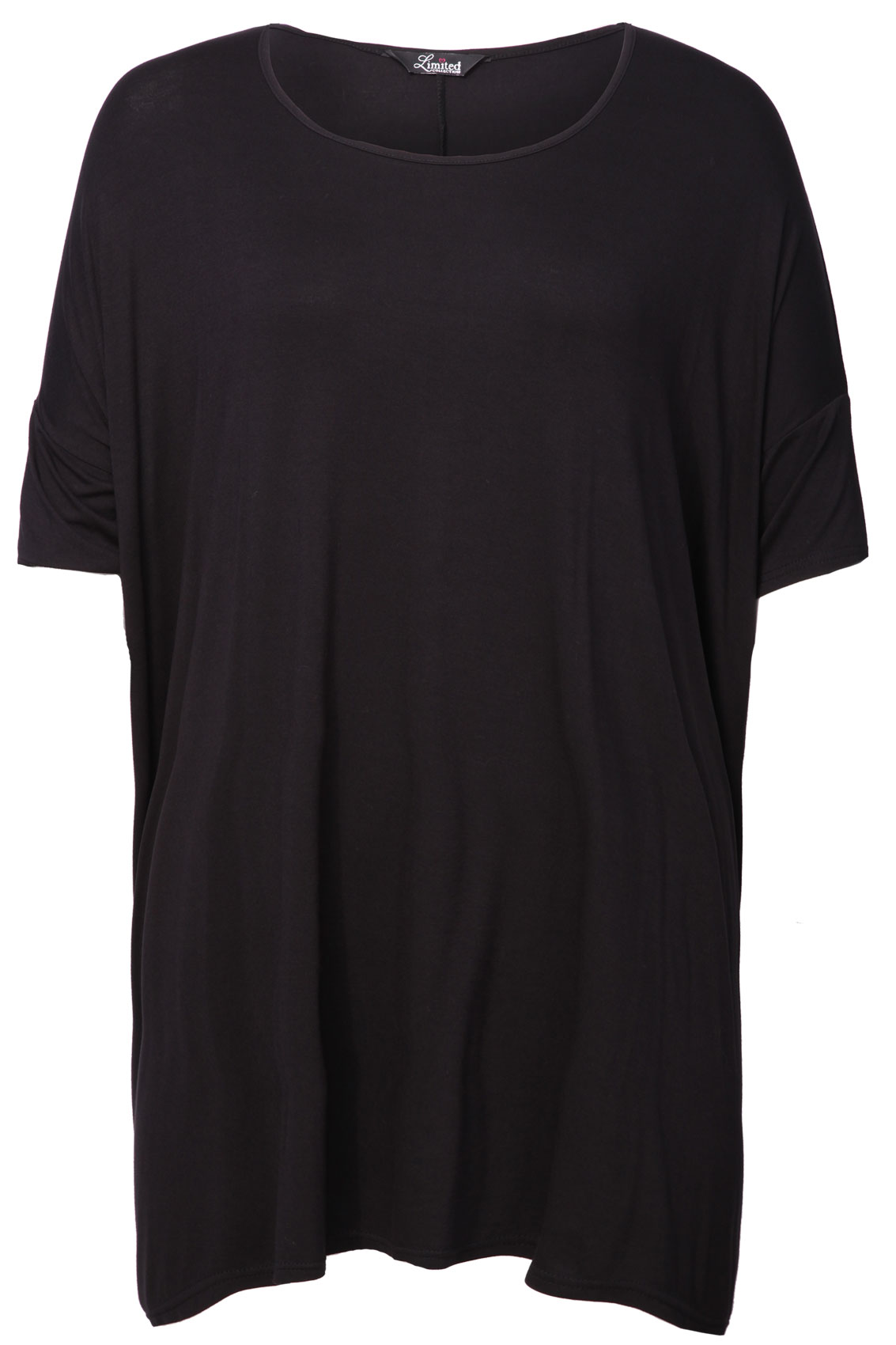 Black Oversized T-shirt With Short Sleeves plus size 16,18,20,22,24,26 ...
