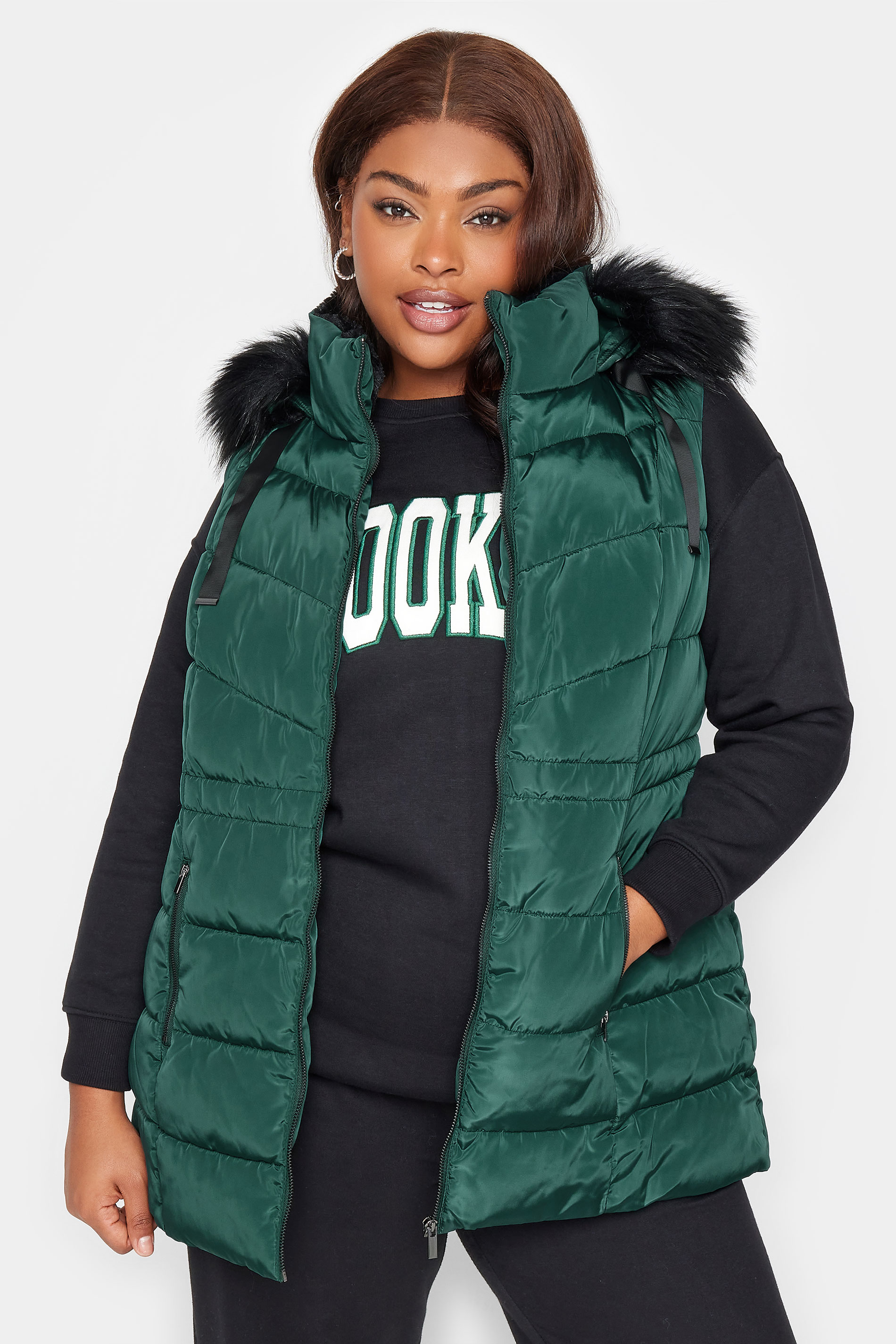 Yours Curve Green Padded Gilet, Women's Curve & Plus Size, Yours product