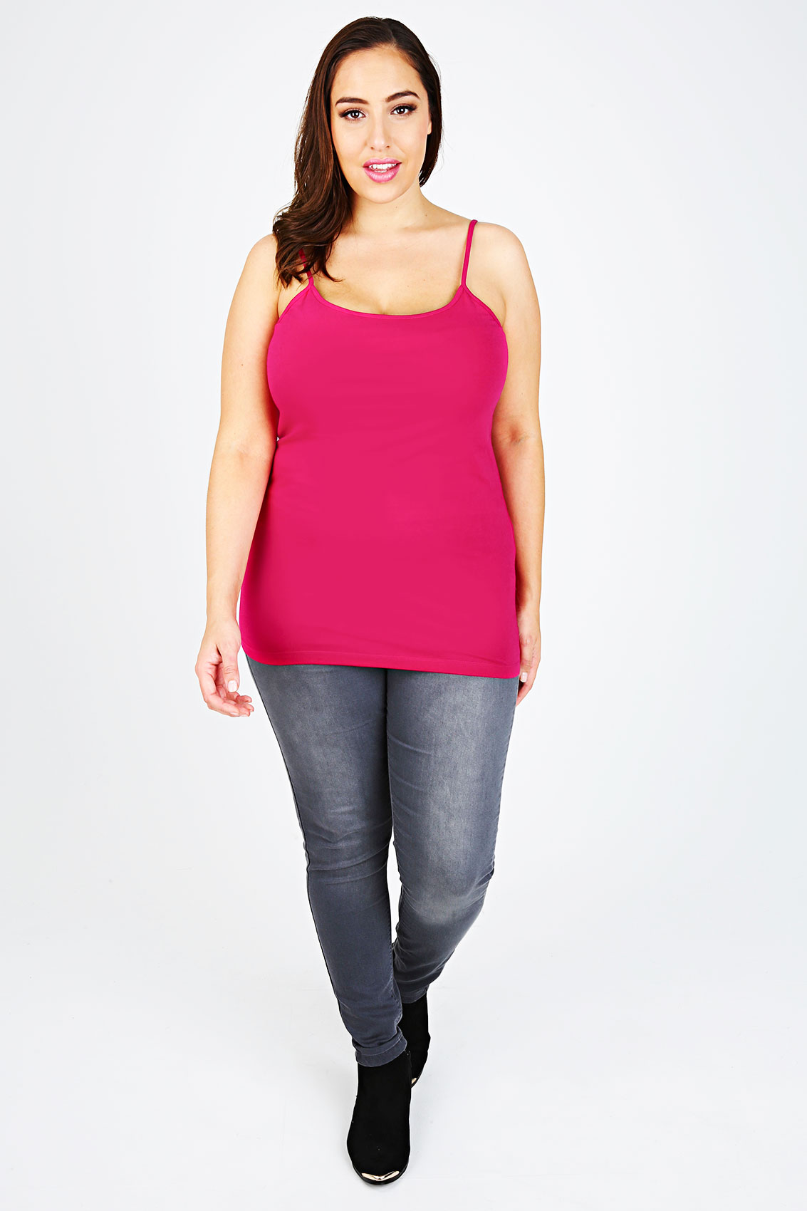 Magenta Jersey Vest Top With Inner Bust Support Panel Plus size 16,18 ...