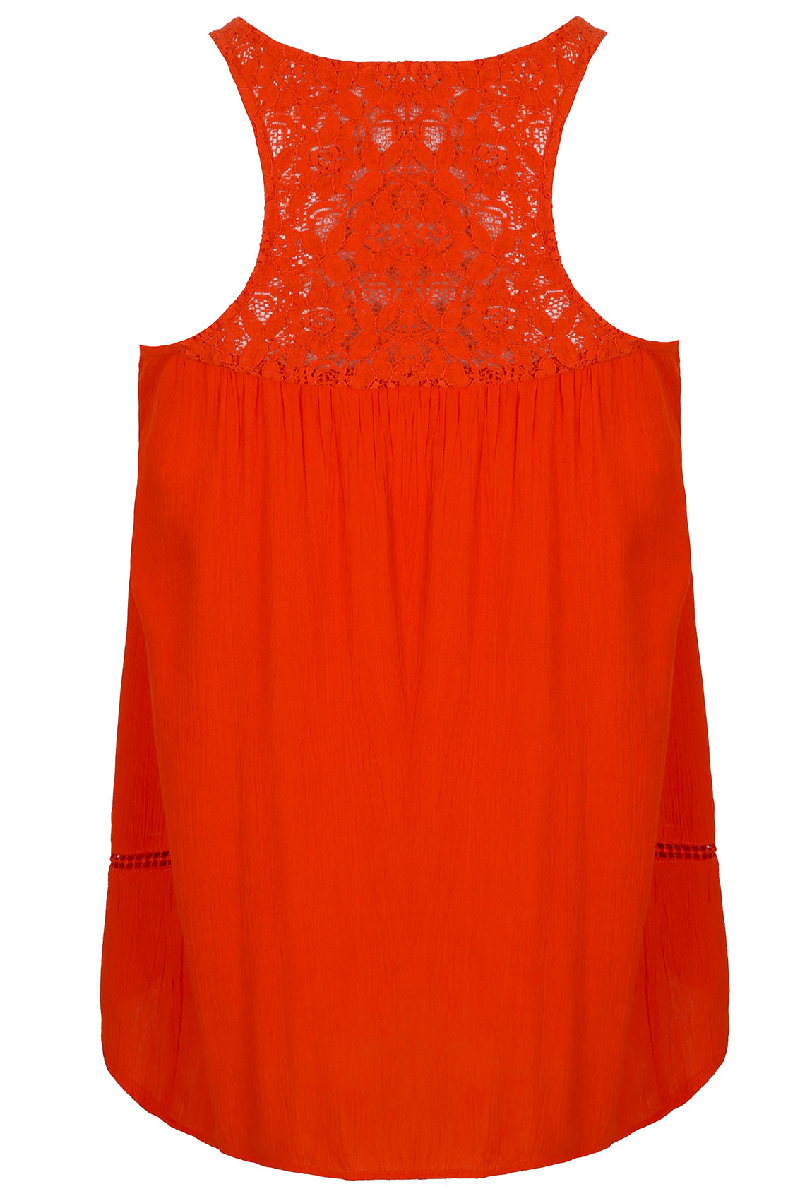 Orange Crochet Detail Sleeveless Swing Top With Racer Back Plus Size 14 ...