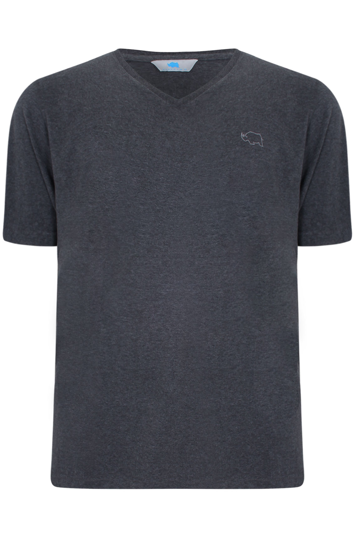 BadRhino Dark Grey Marl Basic Plain V-Neck T-Shirt - TALL Extra large ...