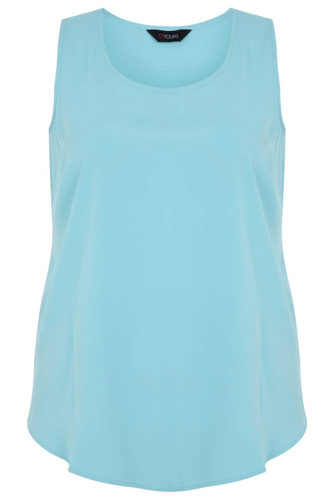 Duck Egg Blue Sleeveless Top With Curved Dipped Hem Plus Size - Yours ...