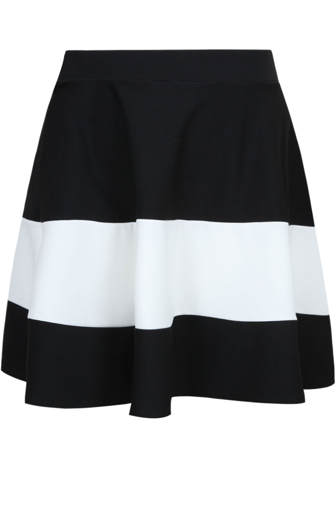 Black & White Colour Block Wide Stripe Skater Skirt Plus size 14,16,18 ...