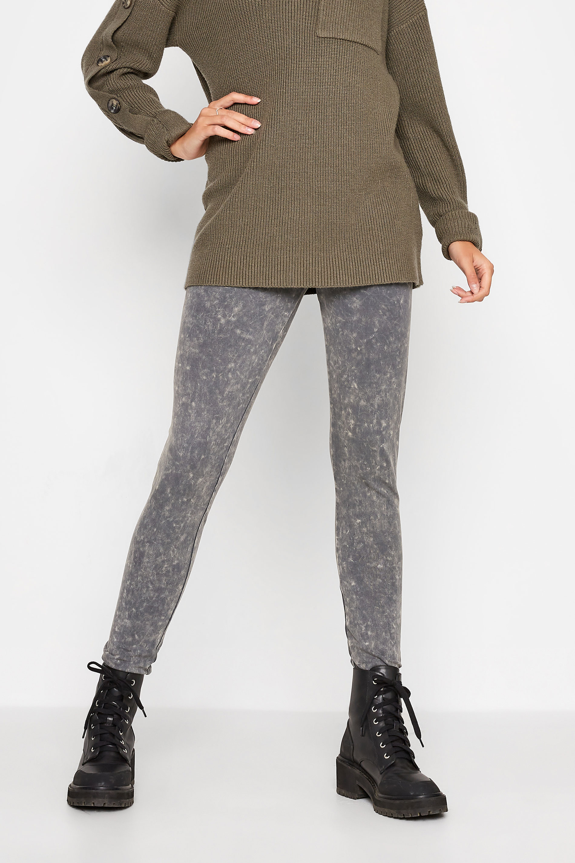 LTS Tall Grey Stretch Acid Wash Leggings LTS Tall Grey Stretch Acid Wash Leggings
