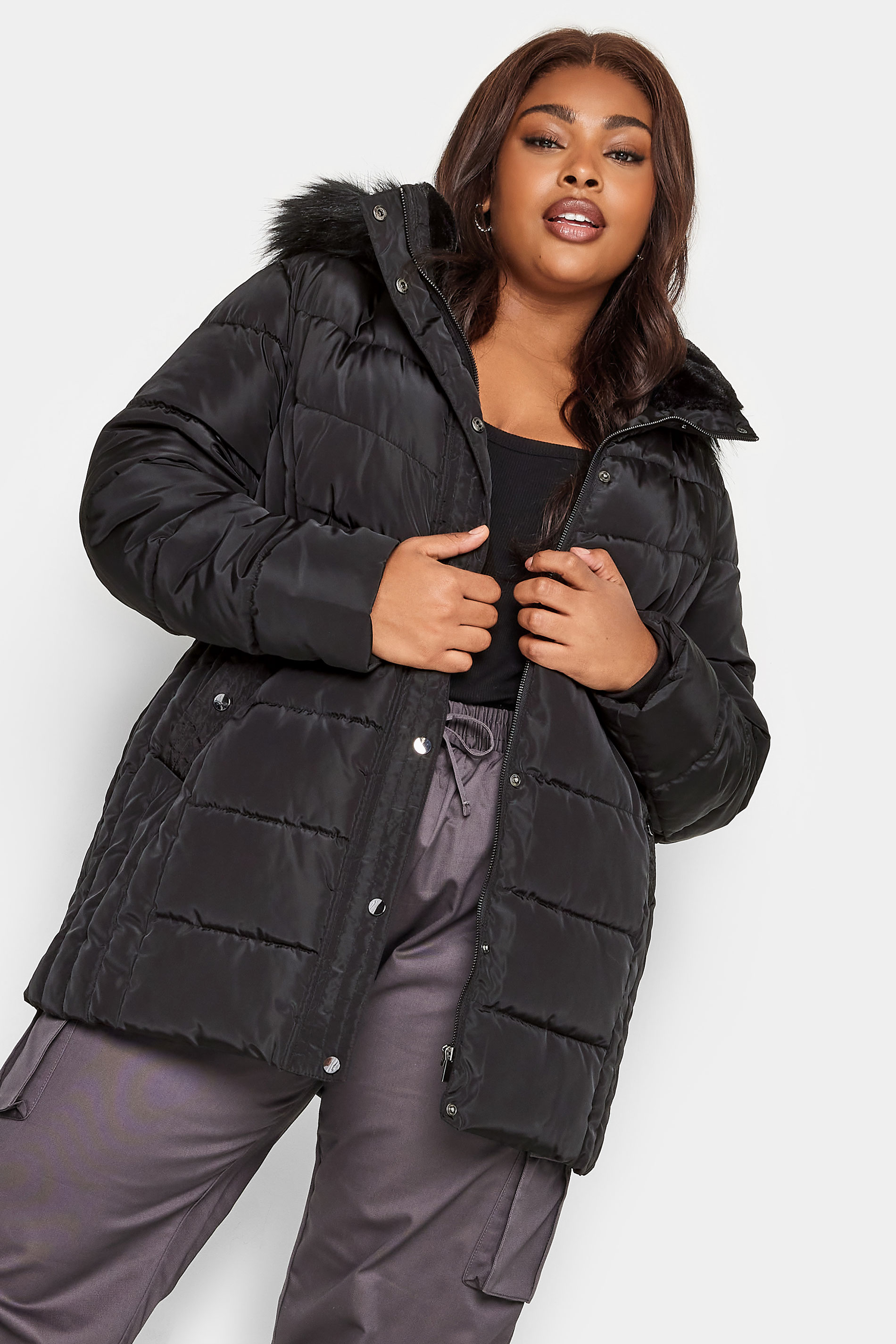 Yours Curve Black Puffer Jacket, Women's Curve & Plus Size, Yours product
