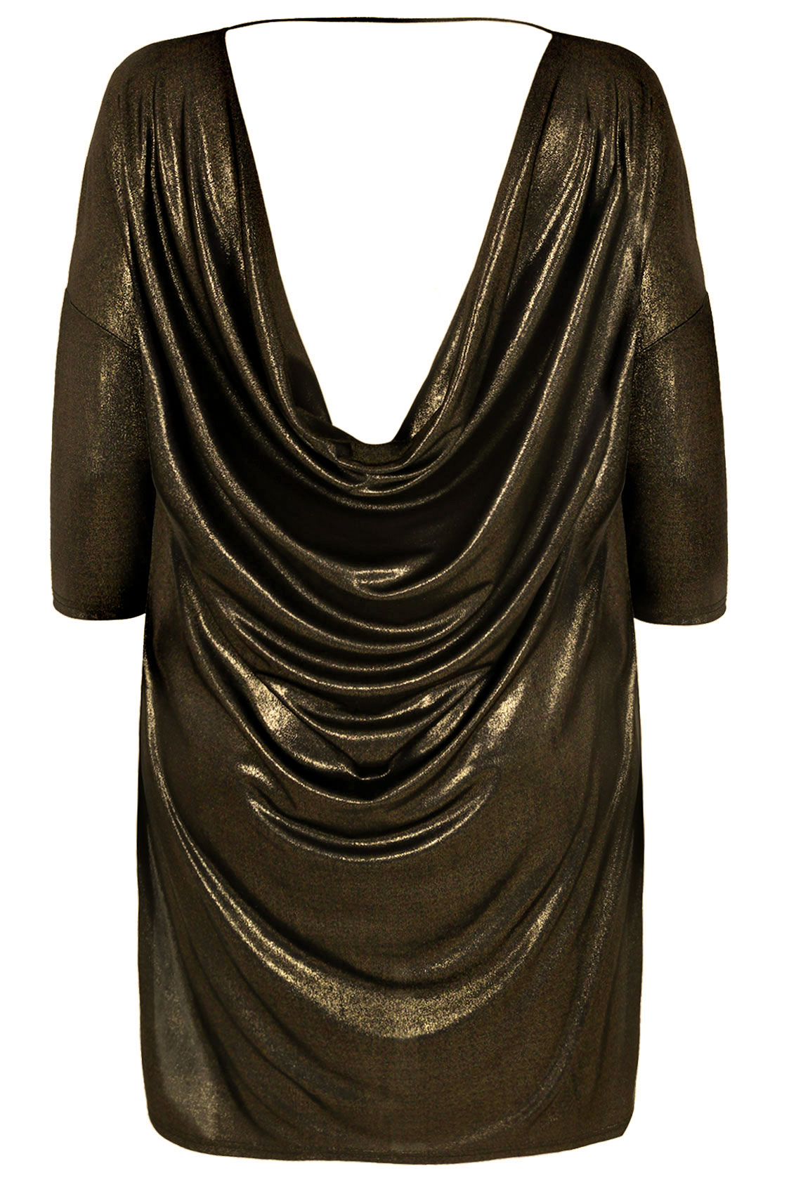 Metallic Gold Cowl Back Tunic Plus Size 161820222426283032