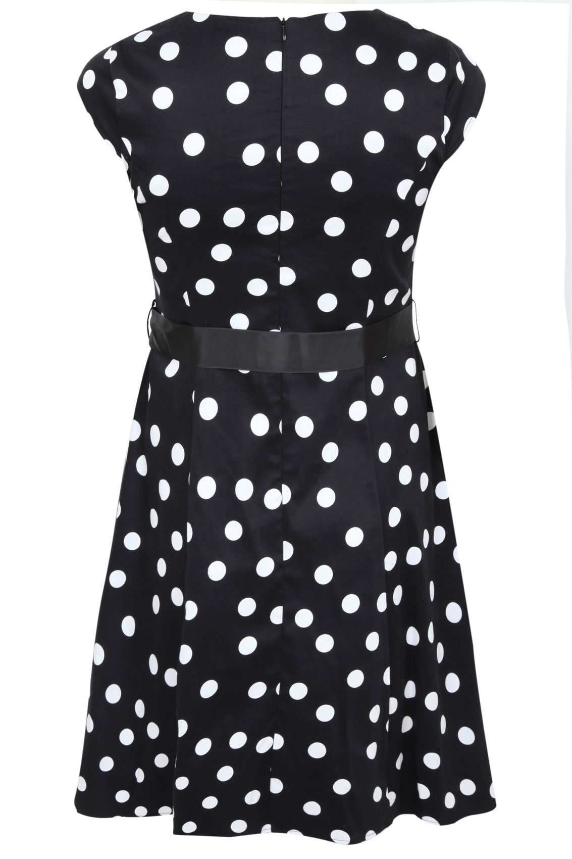 Black & White Spot Print Fit & Flare Dress Plus size 16,18,20,22,24,26 ...