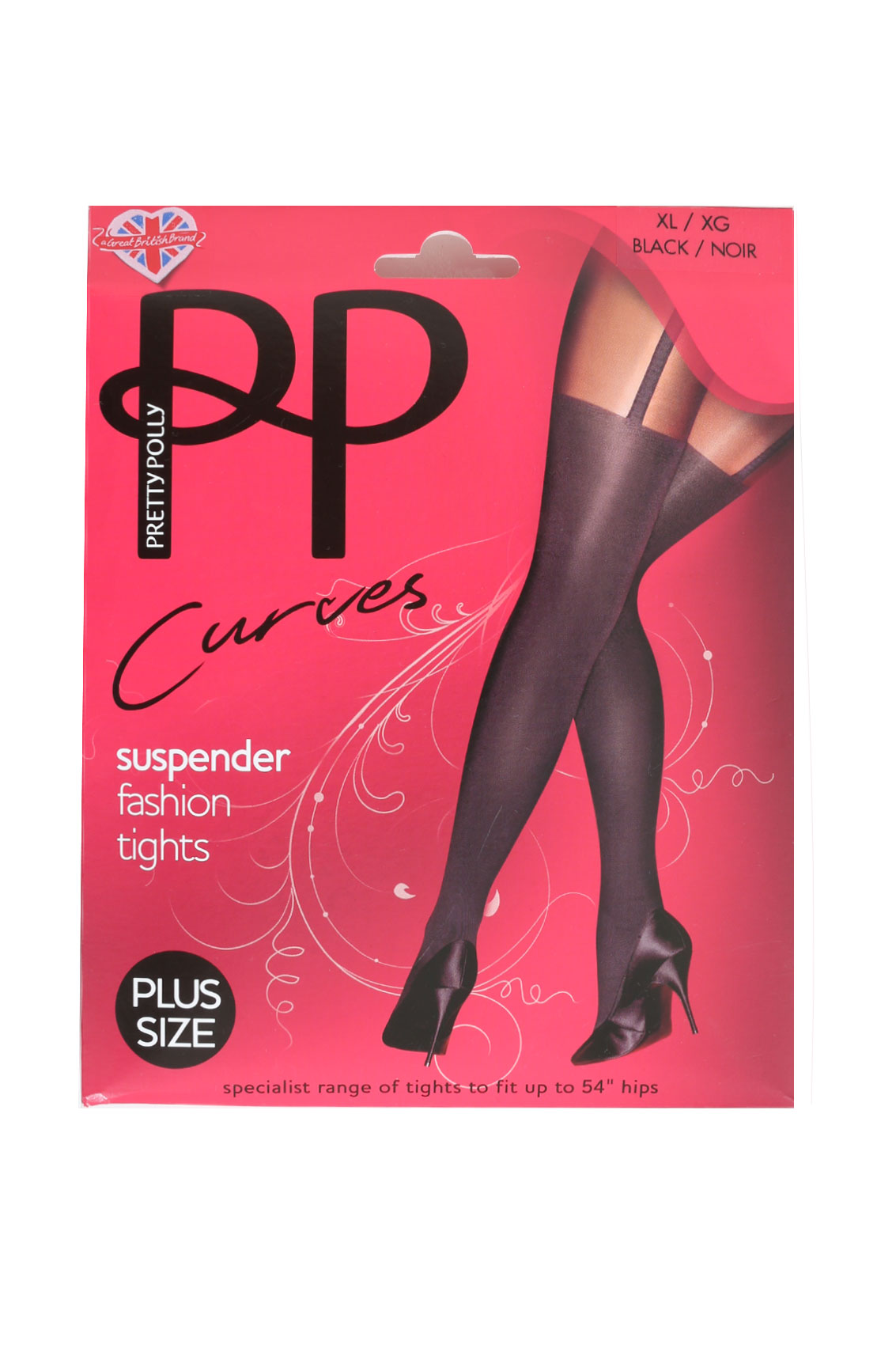 Pretty Polly Curves Black Suspender Fashion Tights