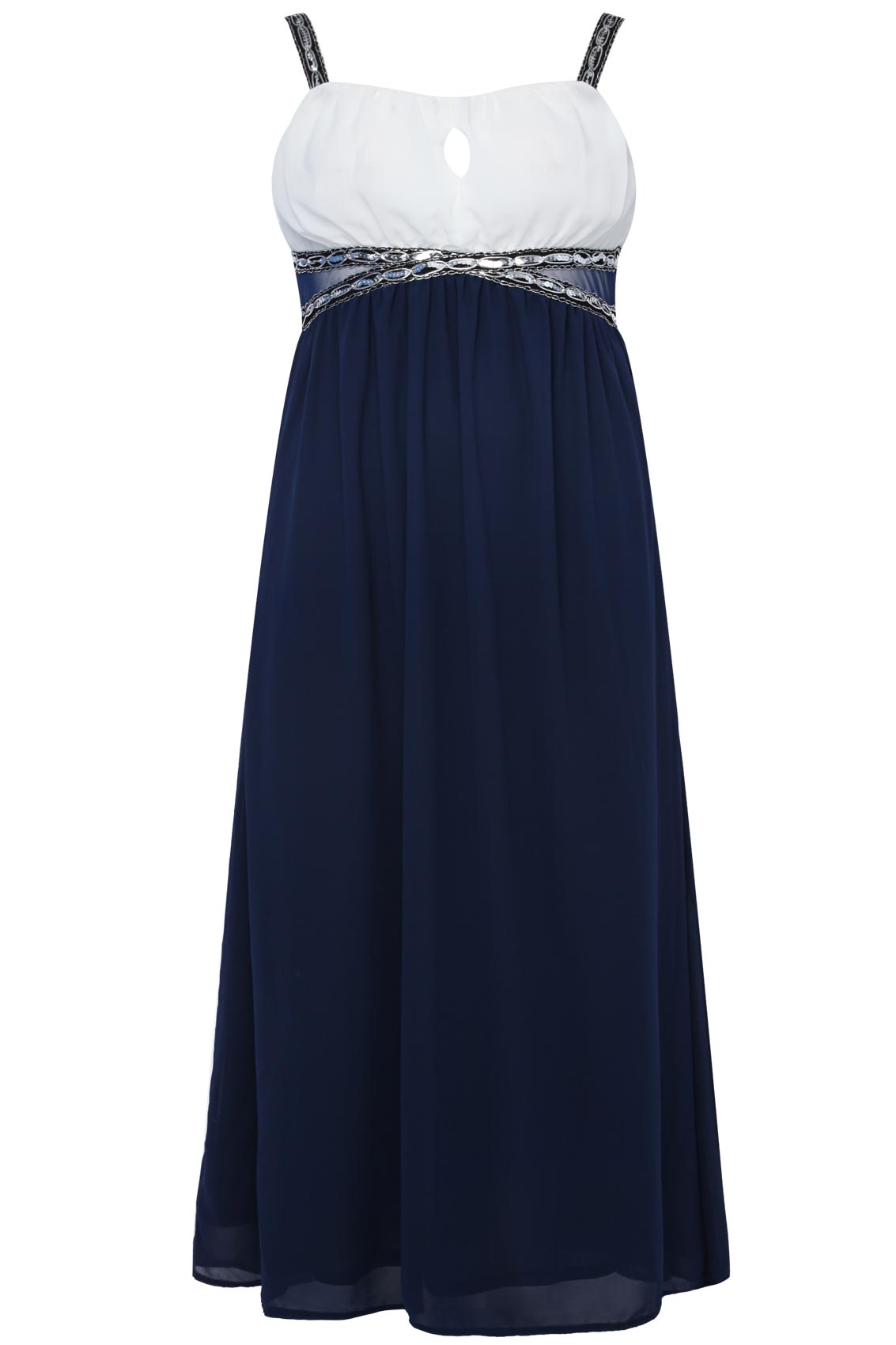 navy and white maxi