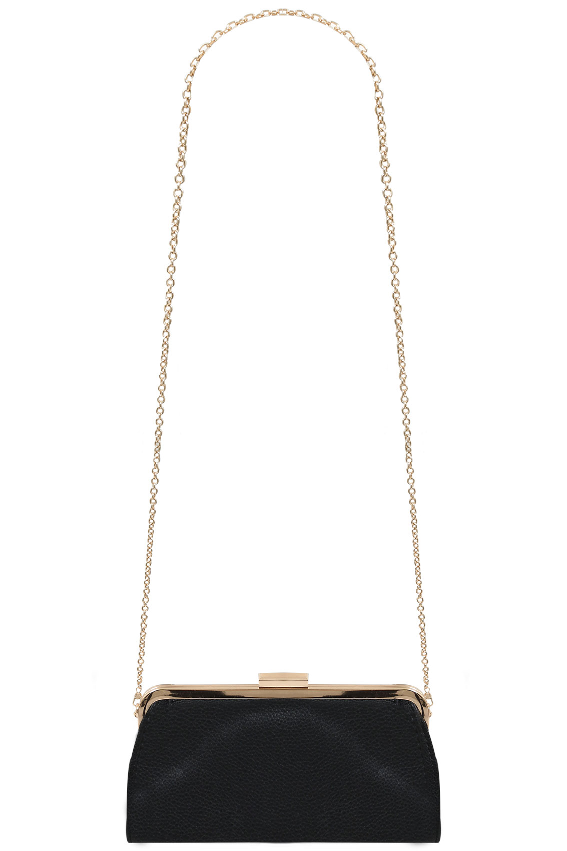 Black Clutch Bag With Gold Chain