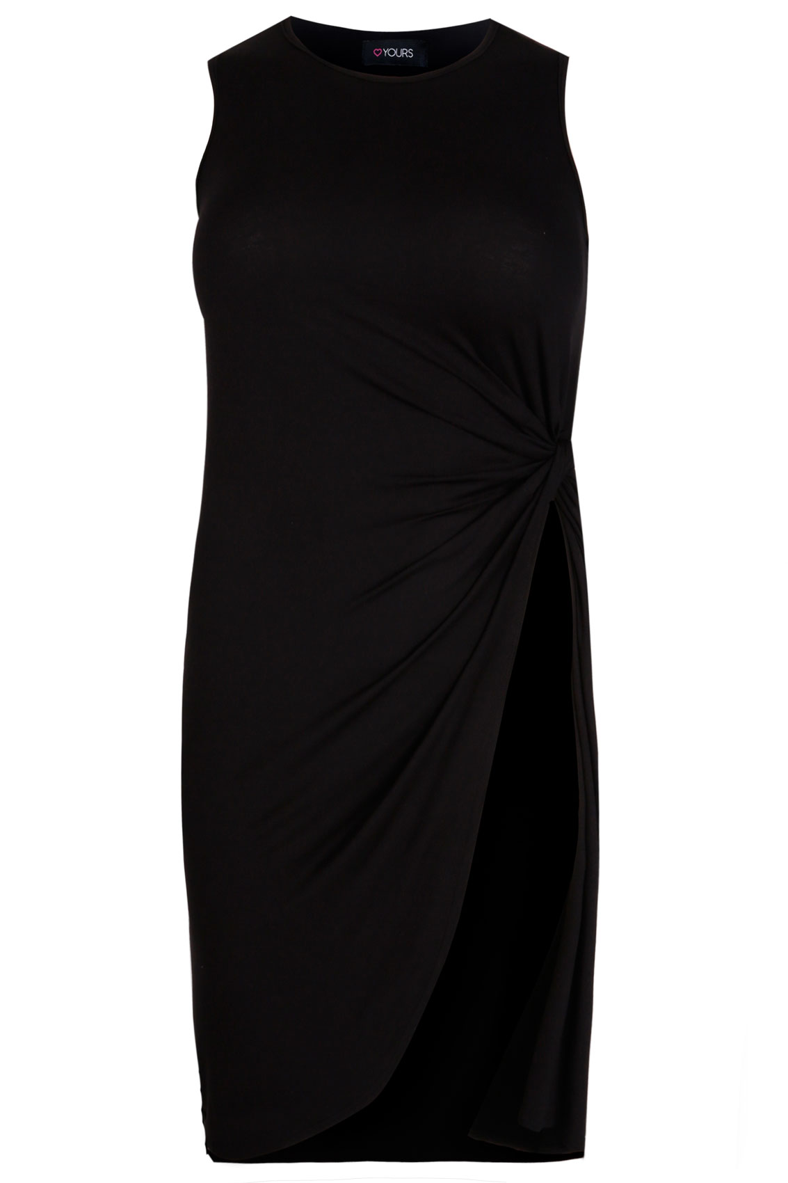 Black Sleeveless Jersey Wrap Dress With Twist Detail plus Size 14 to 28
