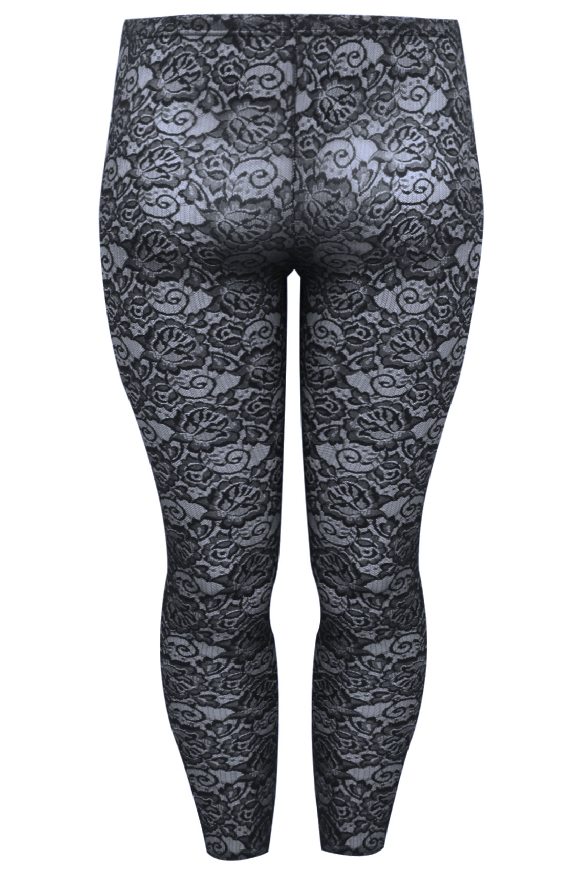 Silver And Black Lace Legging Plus Size 14 To 36