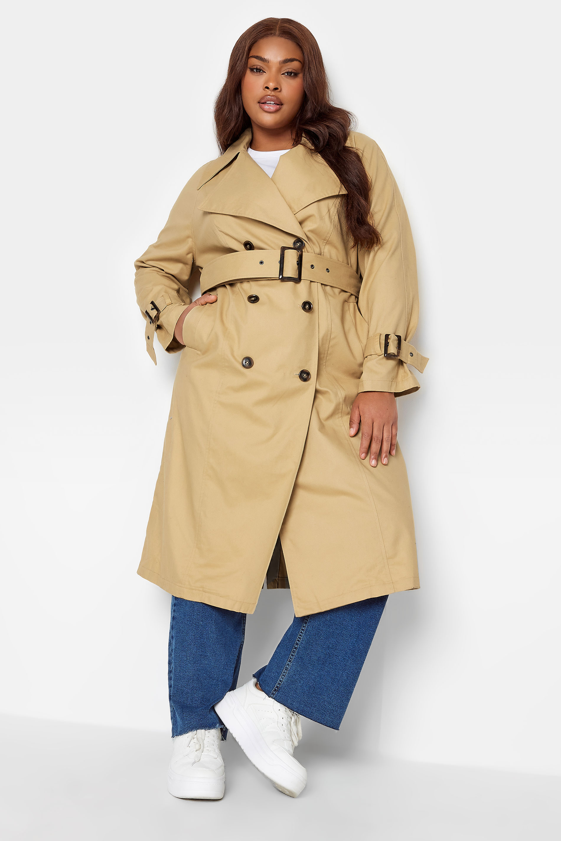 Yours Curve Beige Brown Trench Coat, Women's Curve & Plus Size, Yours product