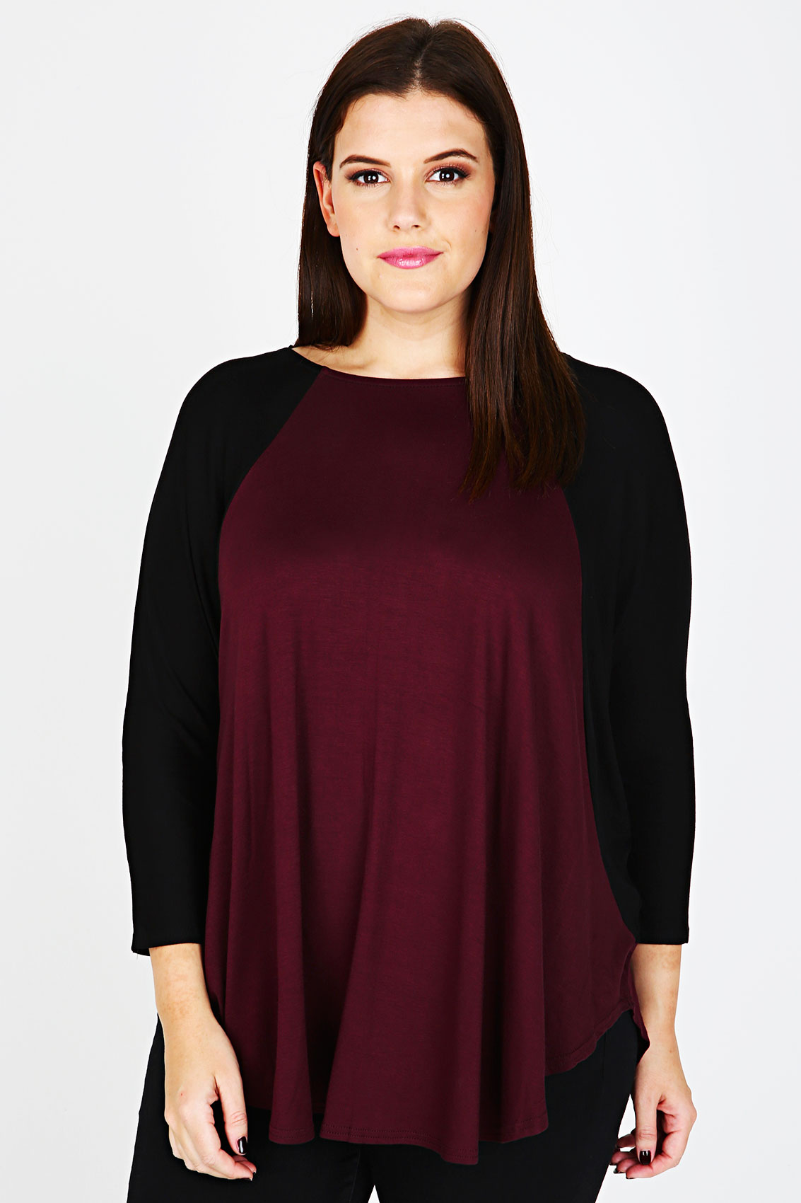 long sleeve curved hem top