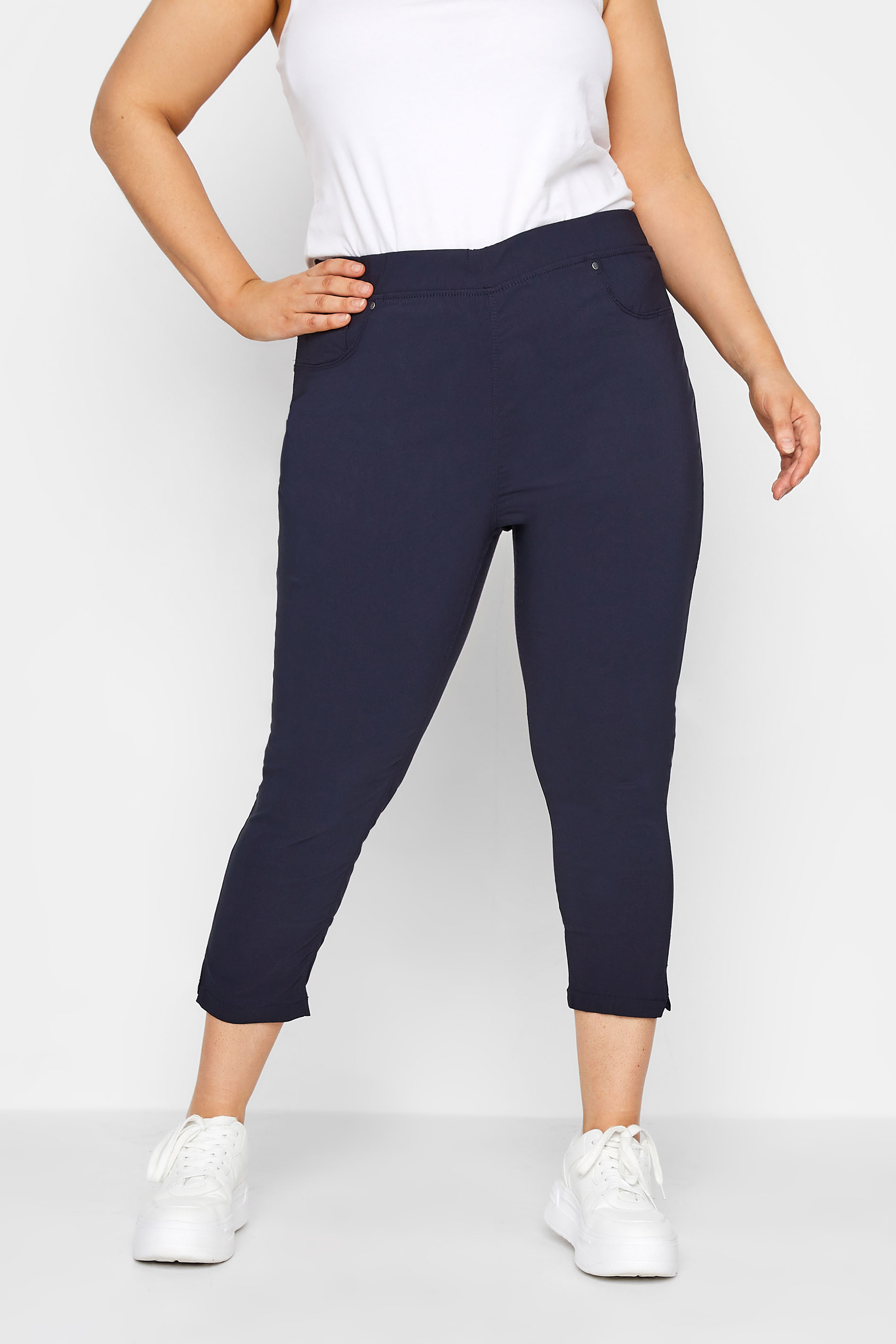 Pantalones Capri De Tiro Alto Azul Marino , Mujer Curvy Y Tallas Grandes, Yours