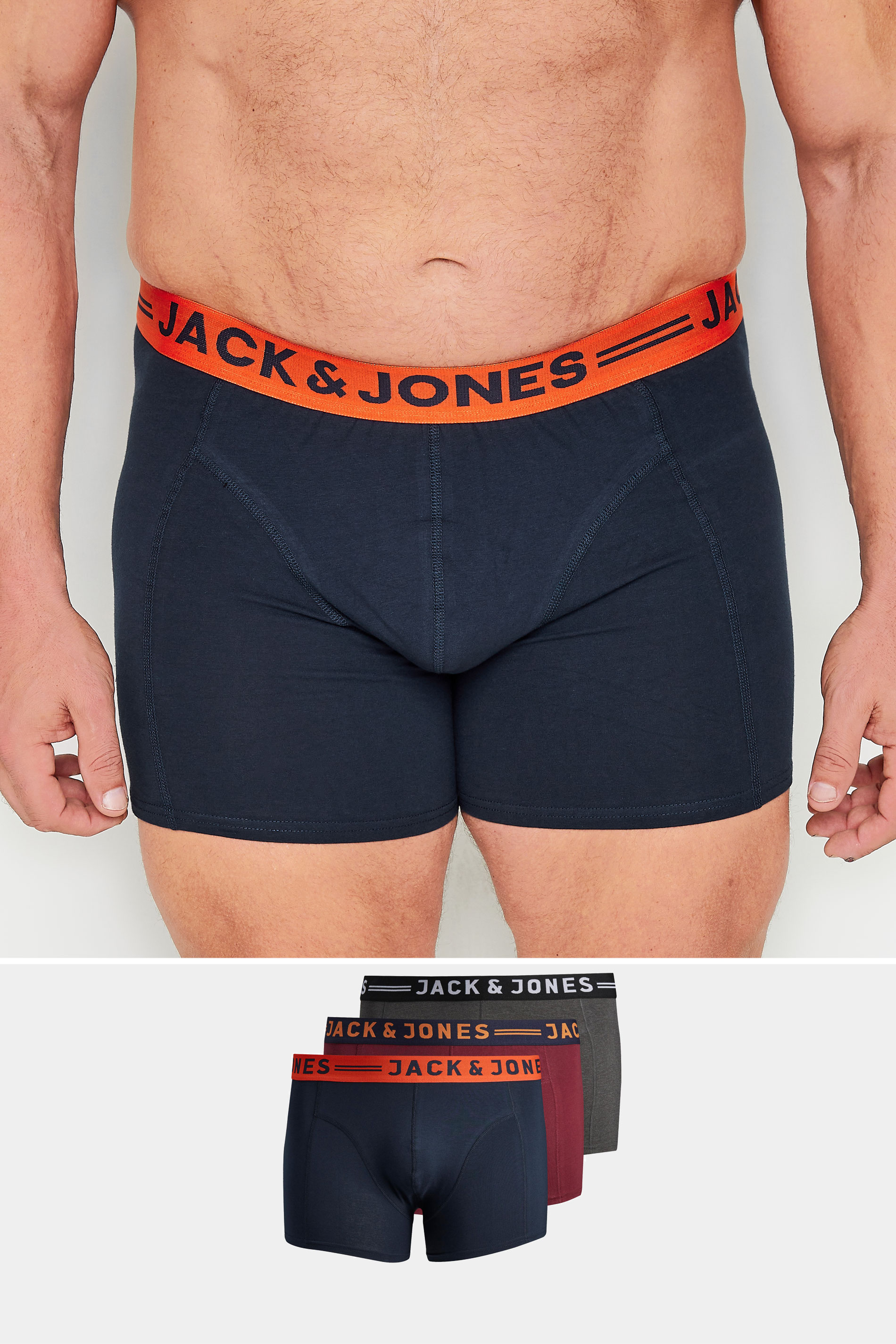 Image of Size 1Xl Mens Jack & Jones Red 3 Pack Trunks Big & Tall