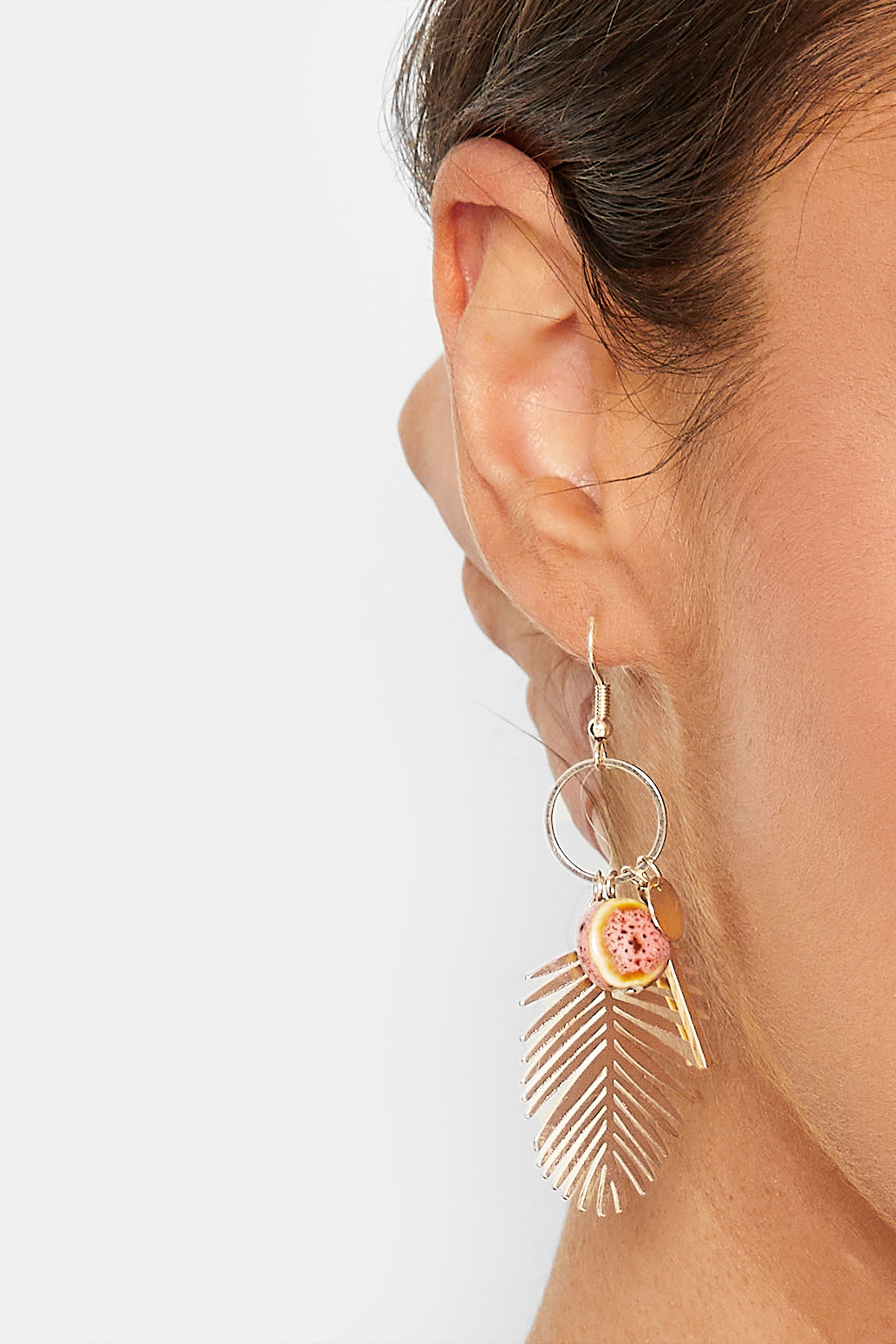 Gold Tone Leaf Drop Cluster Earrings product