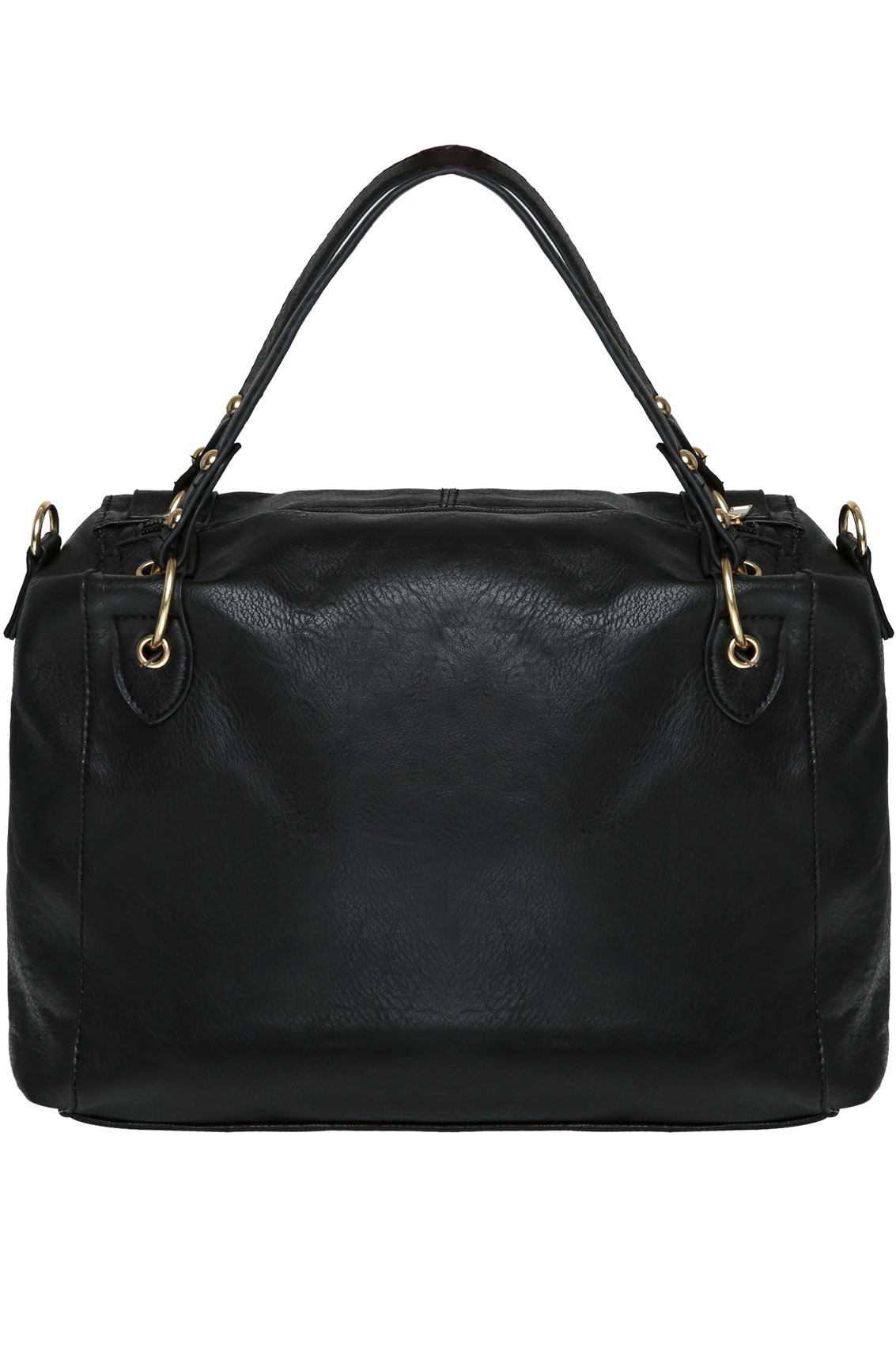 Black Leather Look Handbag With Shoulder Strap