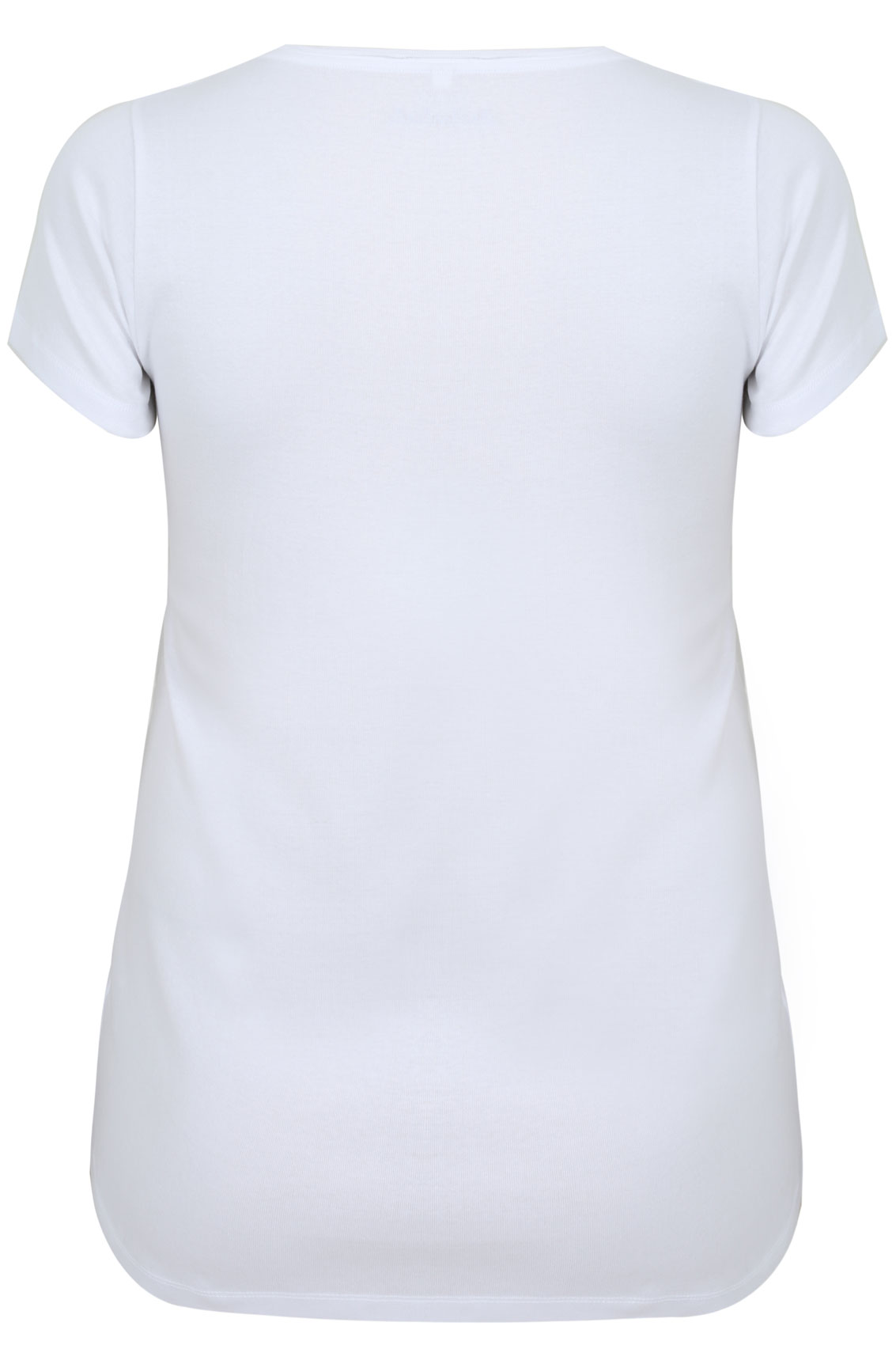 White Short Sleeved V Neck Basic T Shirt Plus Size 16 To 36