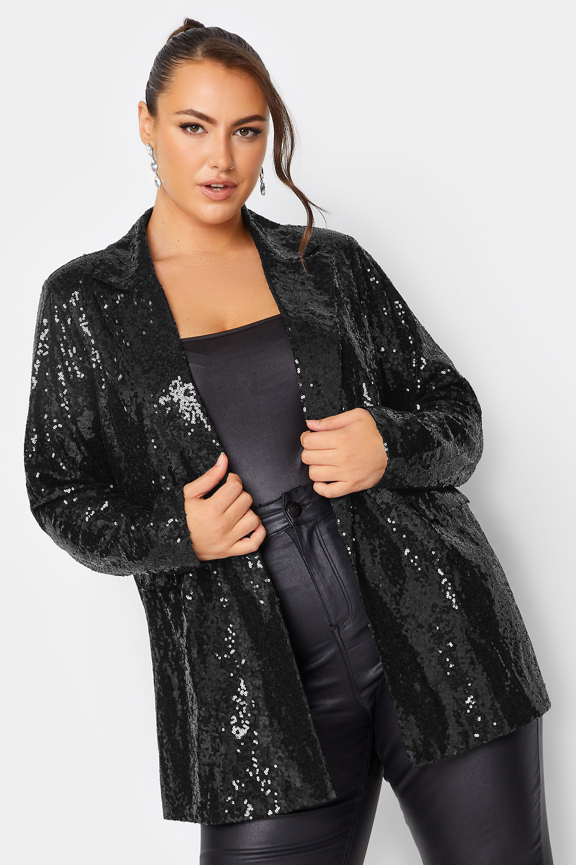Yours Curve Black Sequin Embellished Blazer, Women's Curve & Plus Size, Yours product