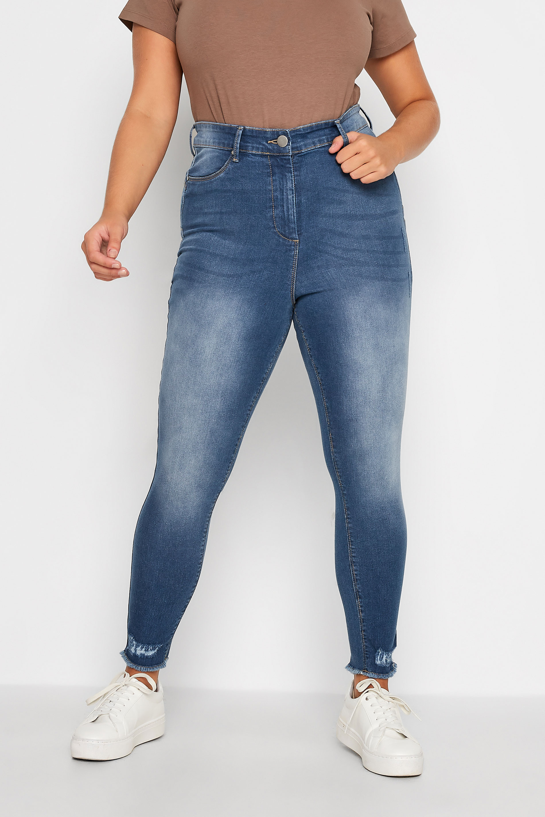 Vaqueros Moldeadores Pitillo Azul Ava Con Bajo Desgarrado, Mujer Curvy Y Tallas Grandes, Yours