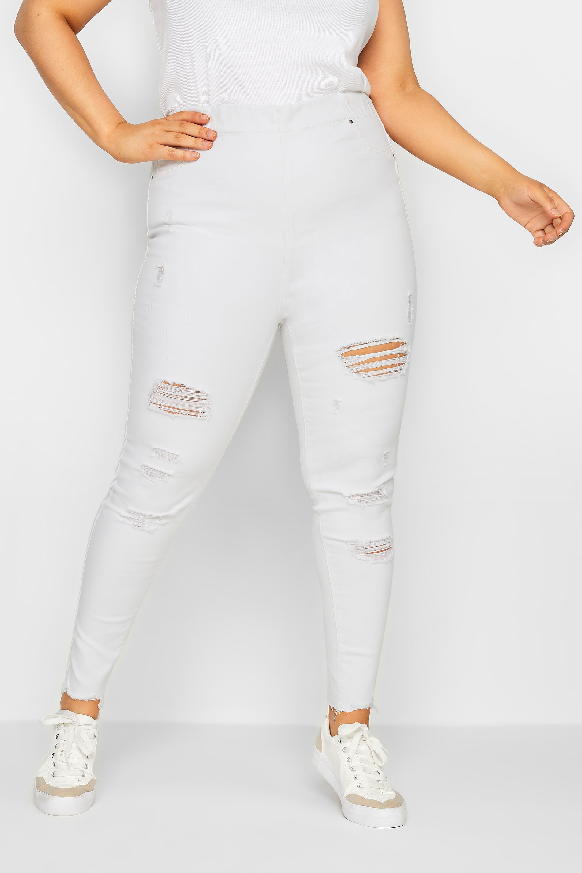 Yours Jegging Blancos Con Rotos Jenny, Mujer Curvy Y Tallas Grandes, Yours