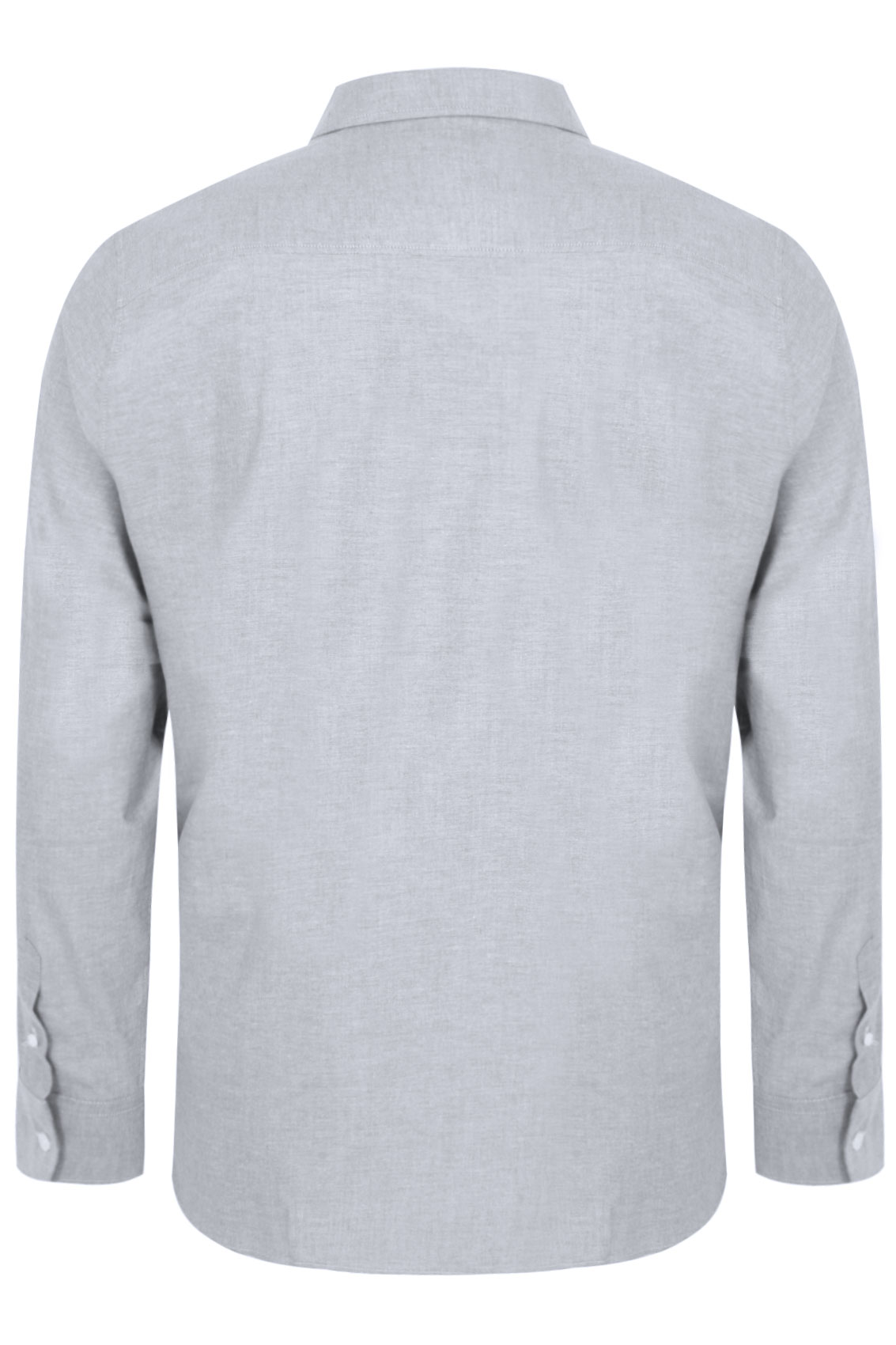 Slate Grey Light Grey Long Sleeved Oxford Shirt - TALL