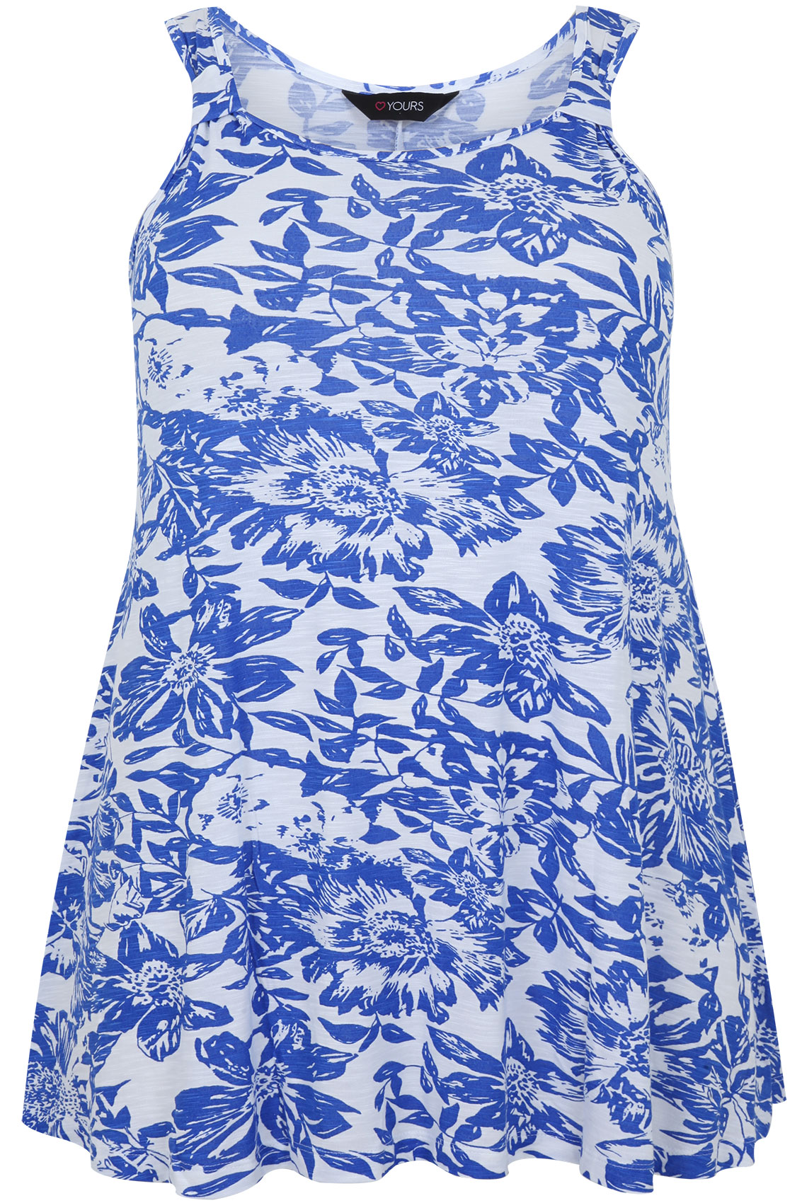 Blue & White All Over Abstract Print Sleeveless Top Plus Size 16 to 32