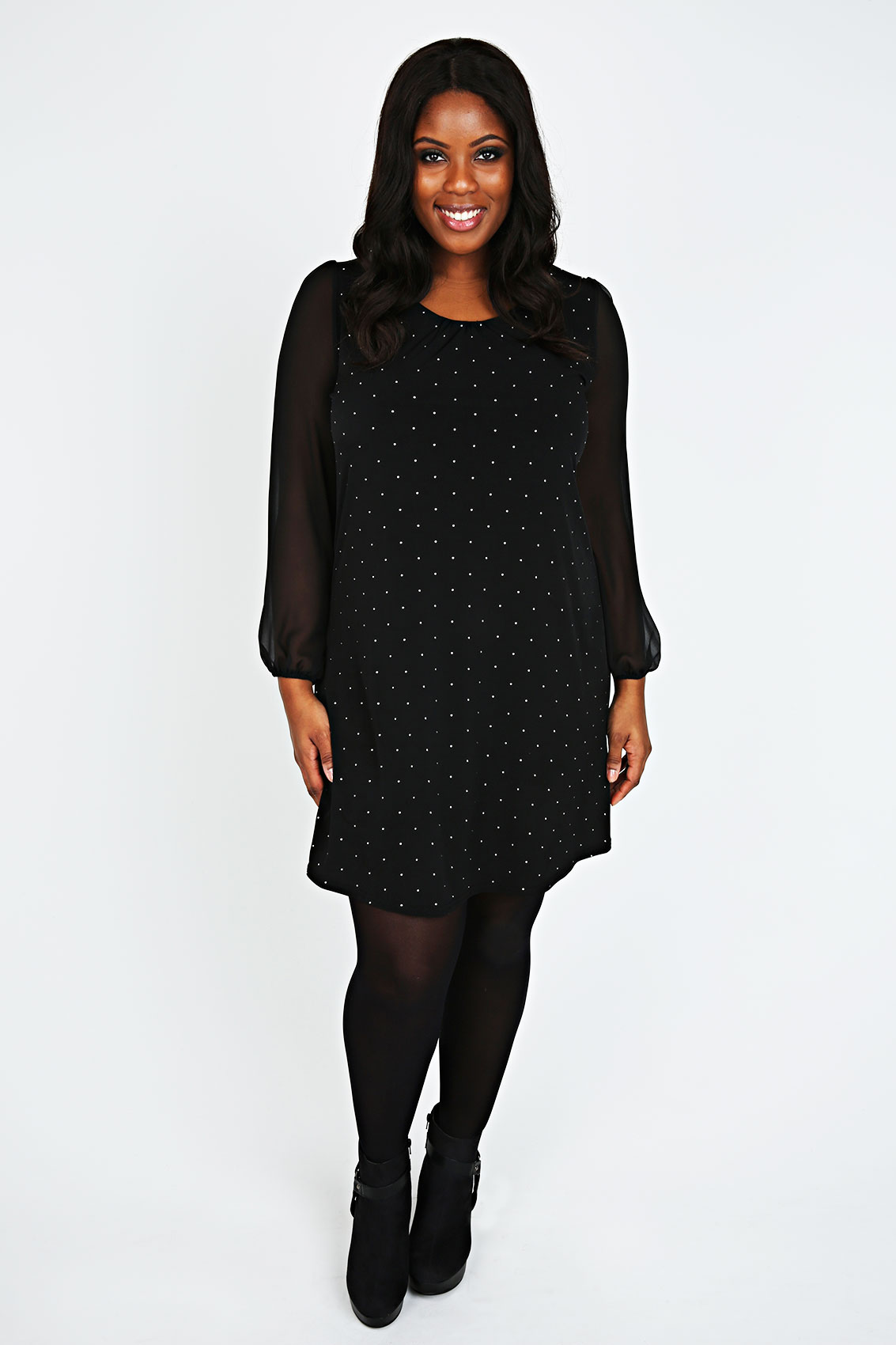 black-studded-shift-dress-with-chiffon-sleeves-plus-size-14-to-32