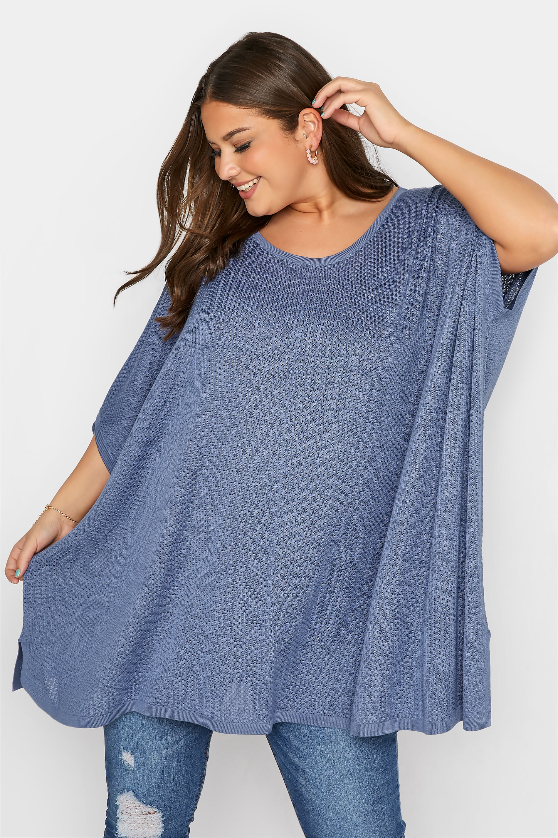 Curve Blue Oversized Boxy Jumper, Women's Curve & Plus Size, Yours product