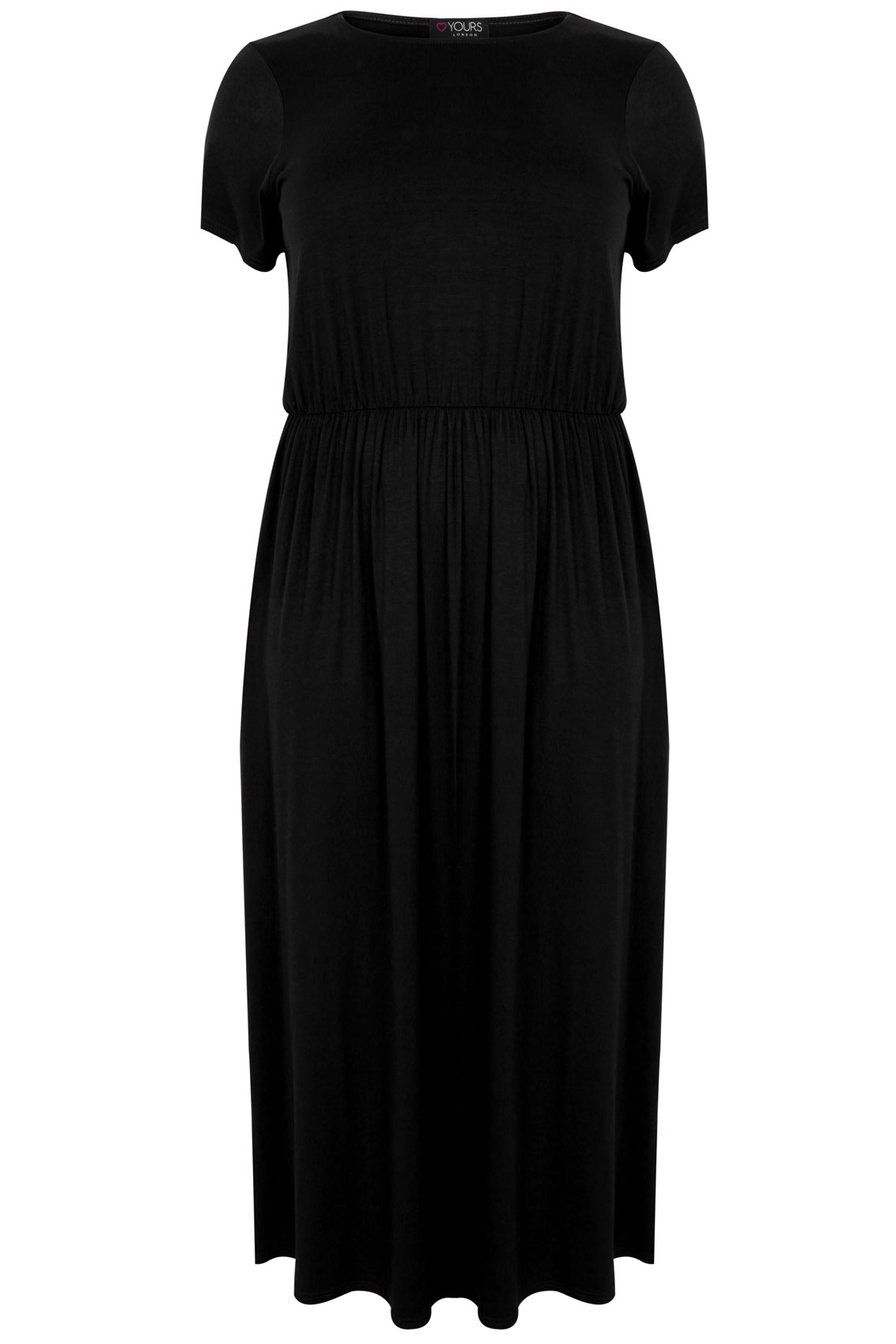 YOURS LONDON Black Maxi Dress With Elasticated Waist, plus Size 16 to 36