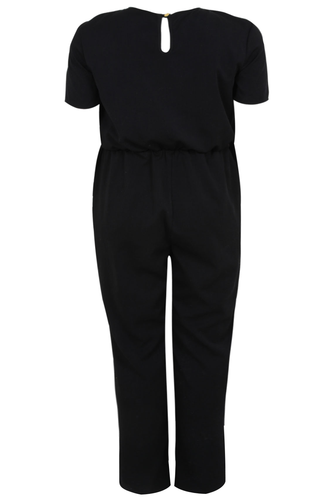 Black Full Length Jumpsuit With Zip & Cut Out Detail Plus Sizes 14,16 ...