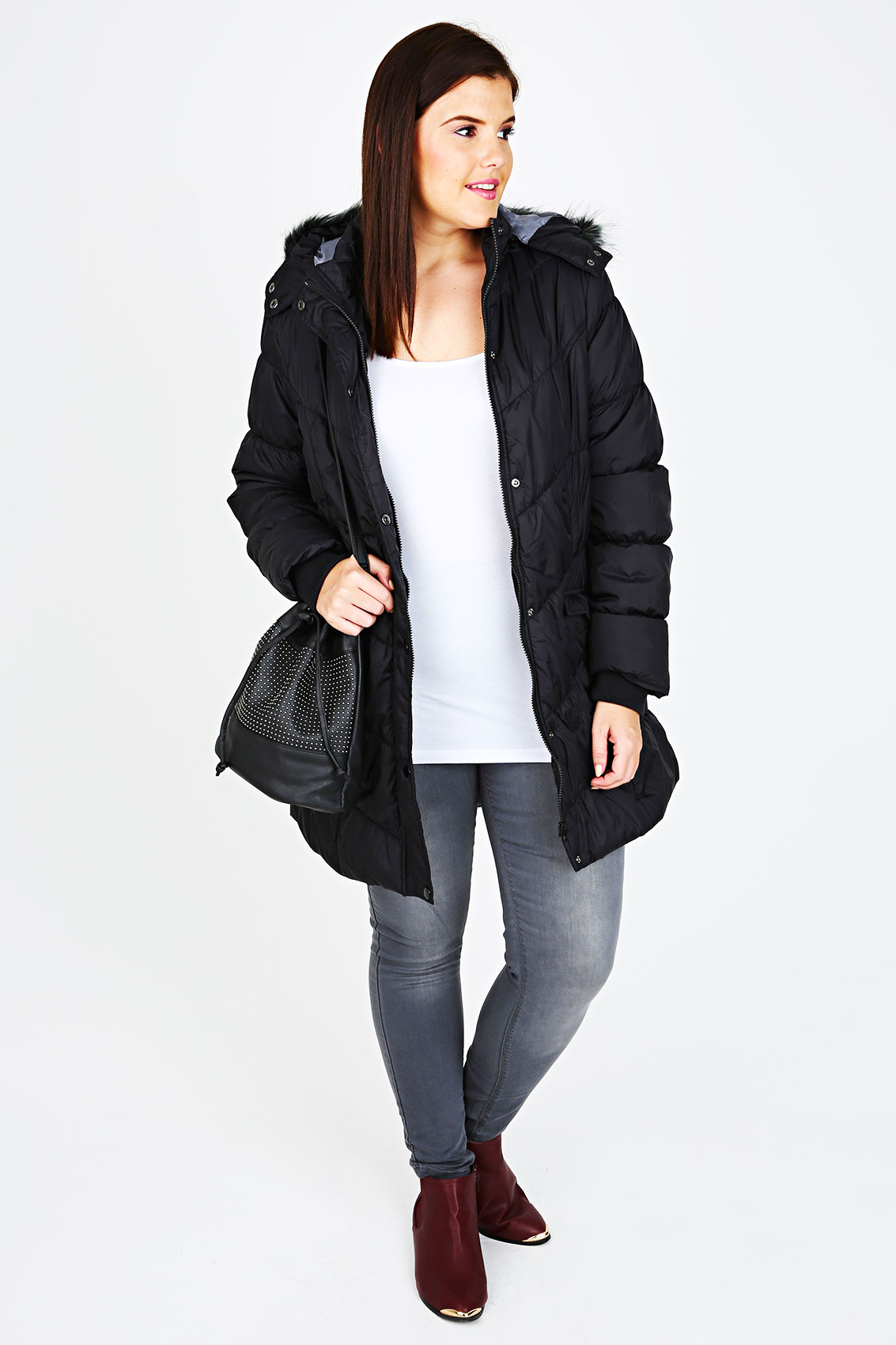 next black puffa coat