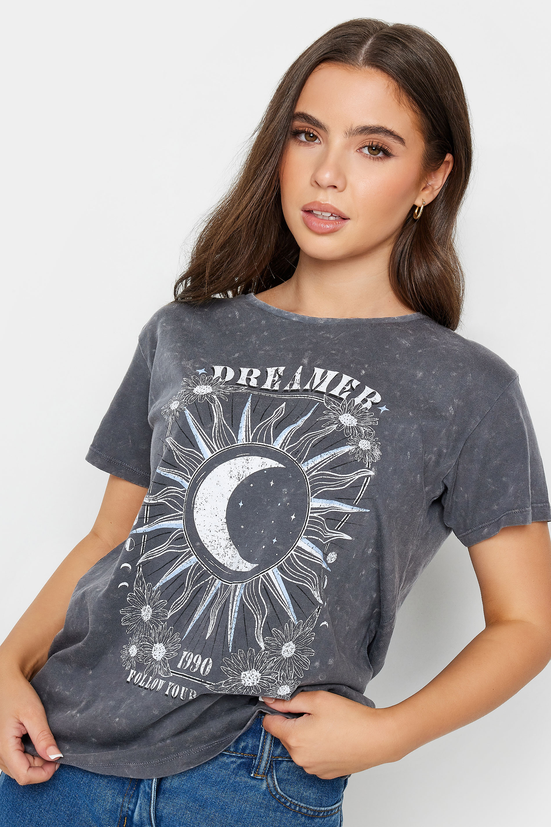 Pixiegirl Charcoal Grey 'Dreamer' Slogan Tshirt 18 Pixiegirl | Petite Women's T-Shirts product