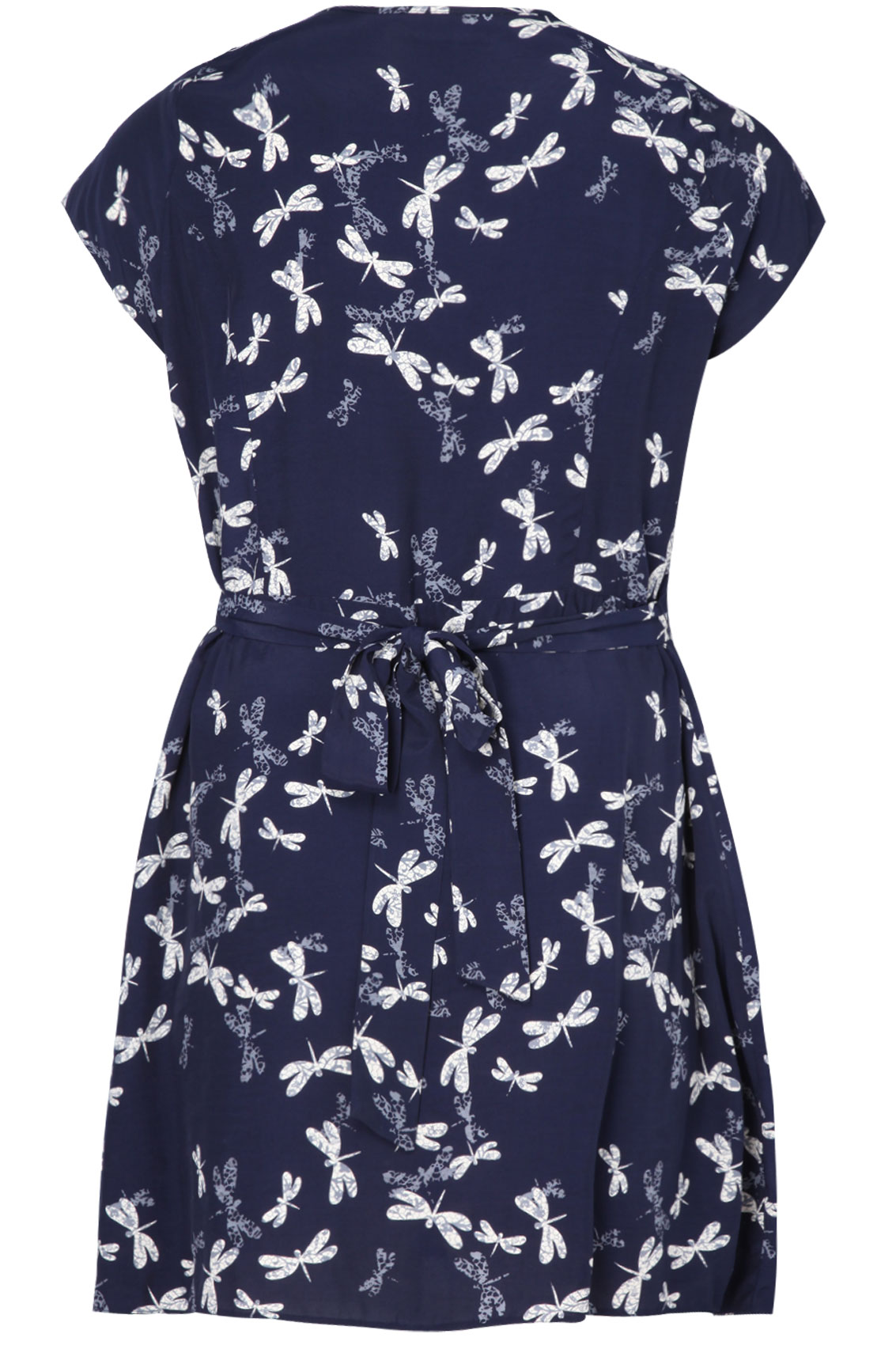 Navy Tunic Dress With Dragonfly Print And Gold Buttons plus size 16,18,20,22,24,26,28,30,32